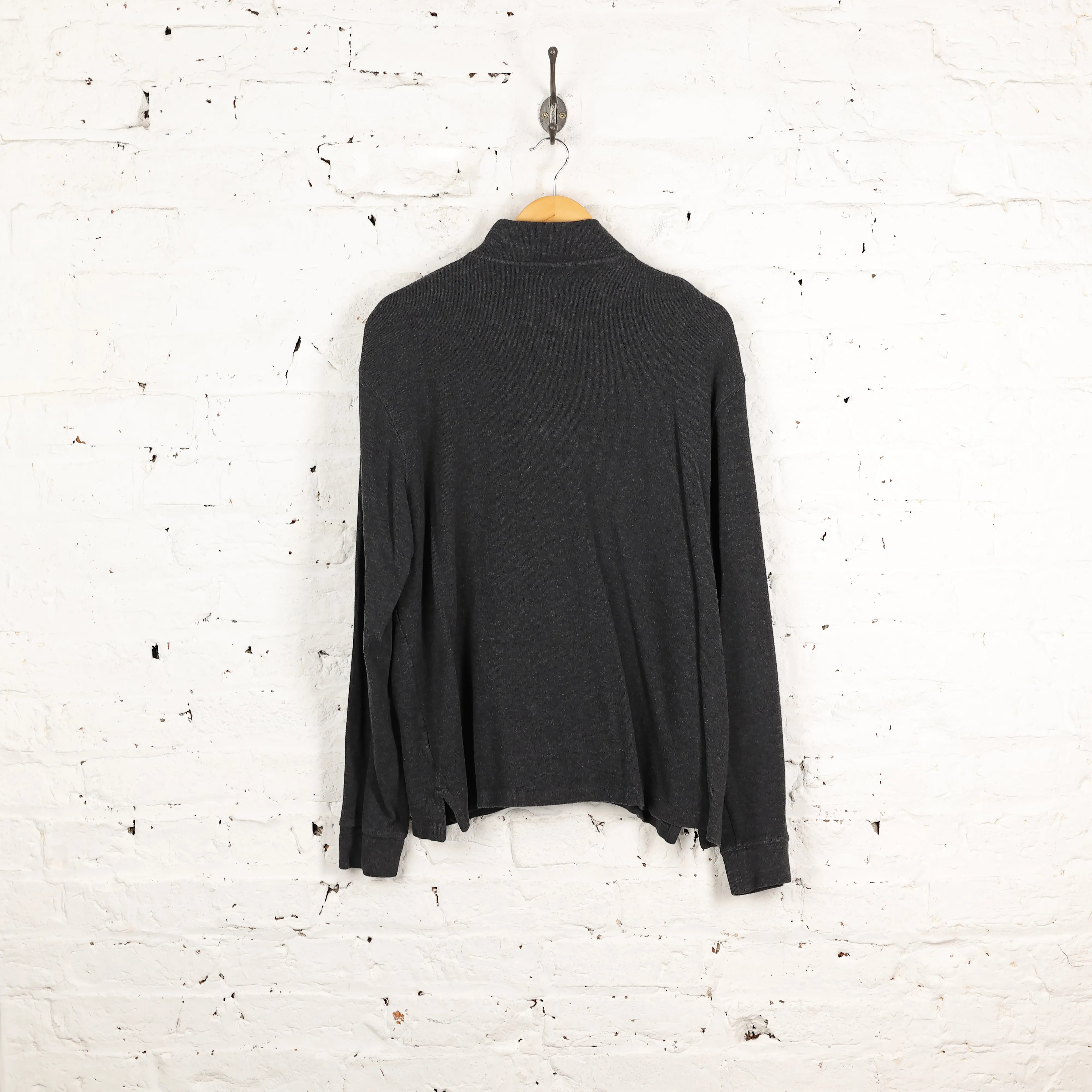 Ralph Lauren Estate Rib 1/4 Zip Sweatshirt - Grey - L