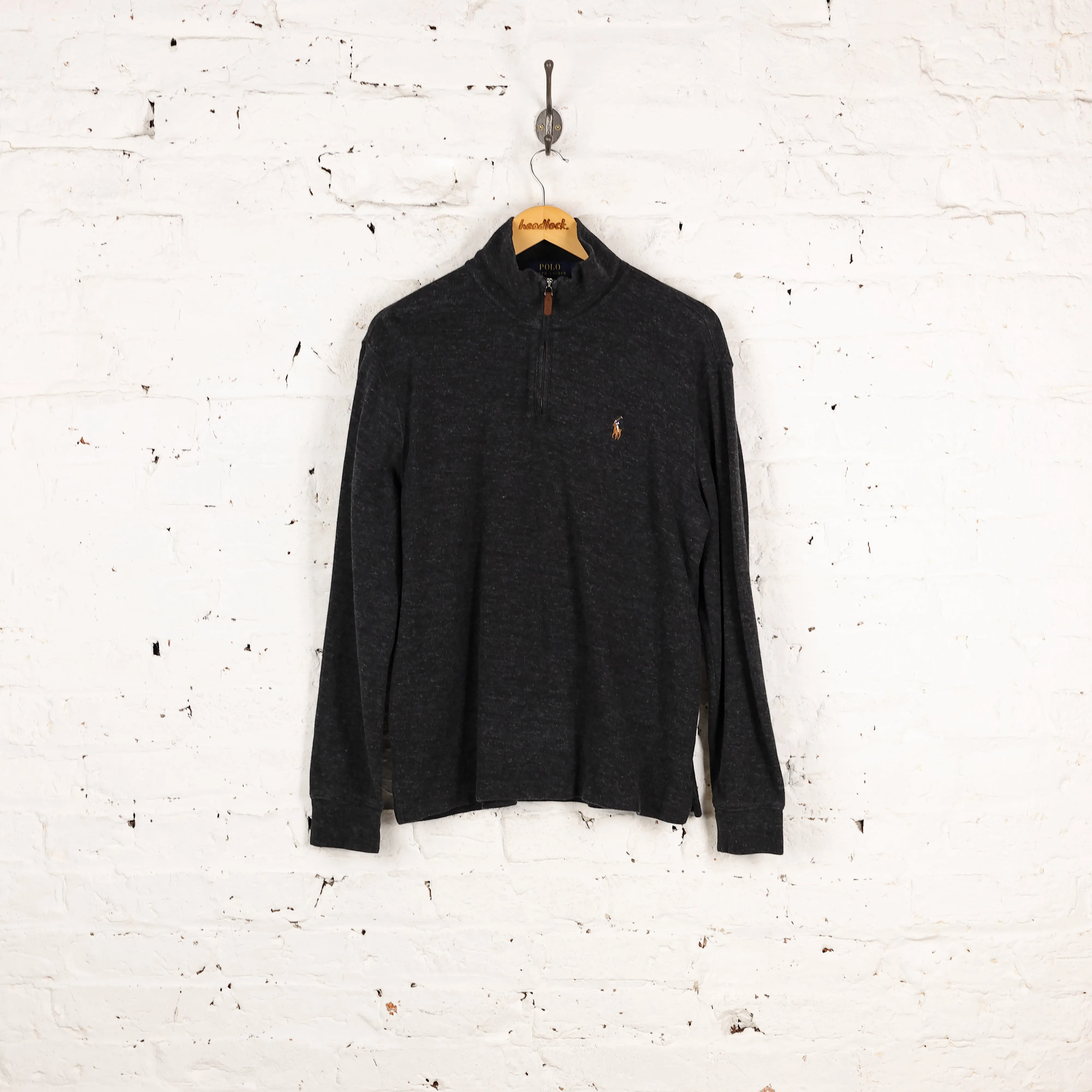 Ralph Lauren Estate Rib 1/4 Zip Sweatshirt - Grey - M