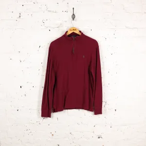 Ralph Lauren Estate Rib 1/4 Zip Sweatshirt - Maroon - M