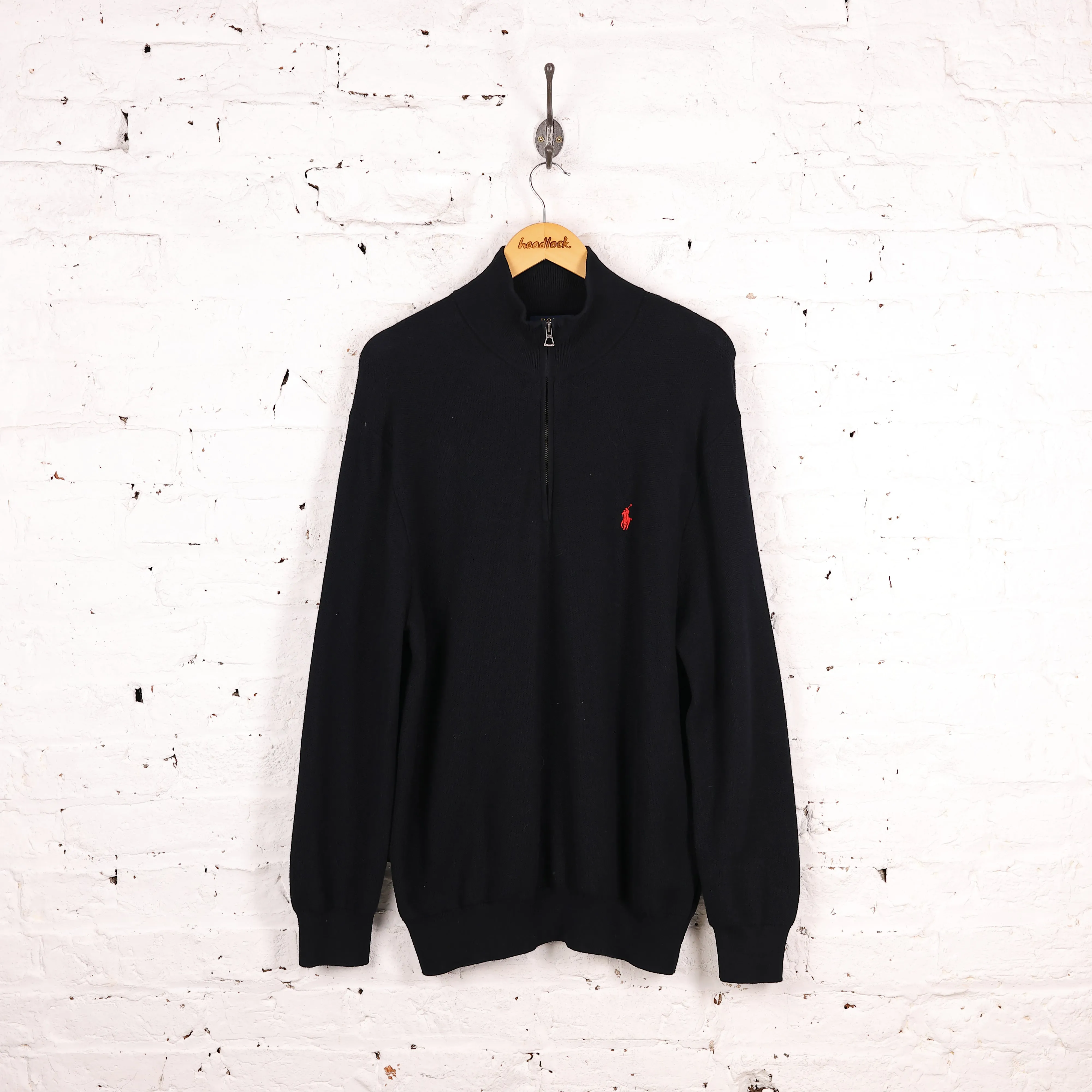 Ralph Lauren Pima Cotton 1/4 Zip Sweatshirt - Black - XL