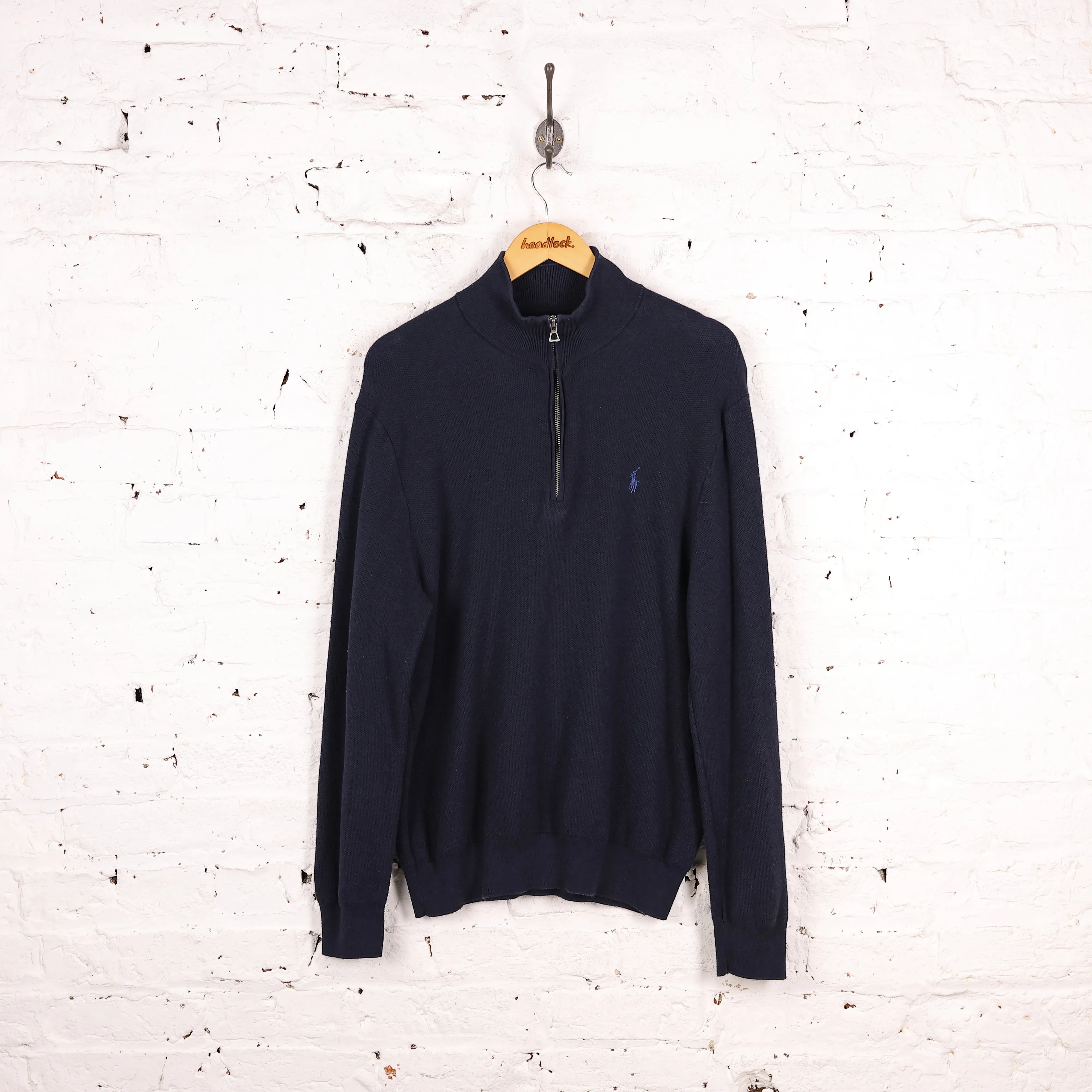 Ralph Lauren Pima Cotton 1/4 Zip Sweatshirt - Blue - XL