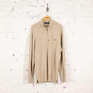 Ralph Lauren Tall 1/4 Zip Sweatshirt - Beige - L