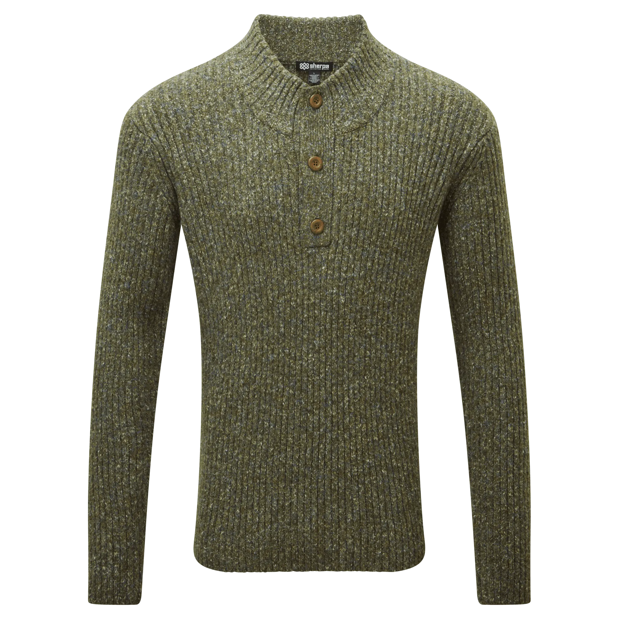 Ranga Button Mock Neck - Evergreen