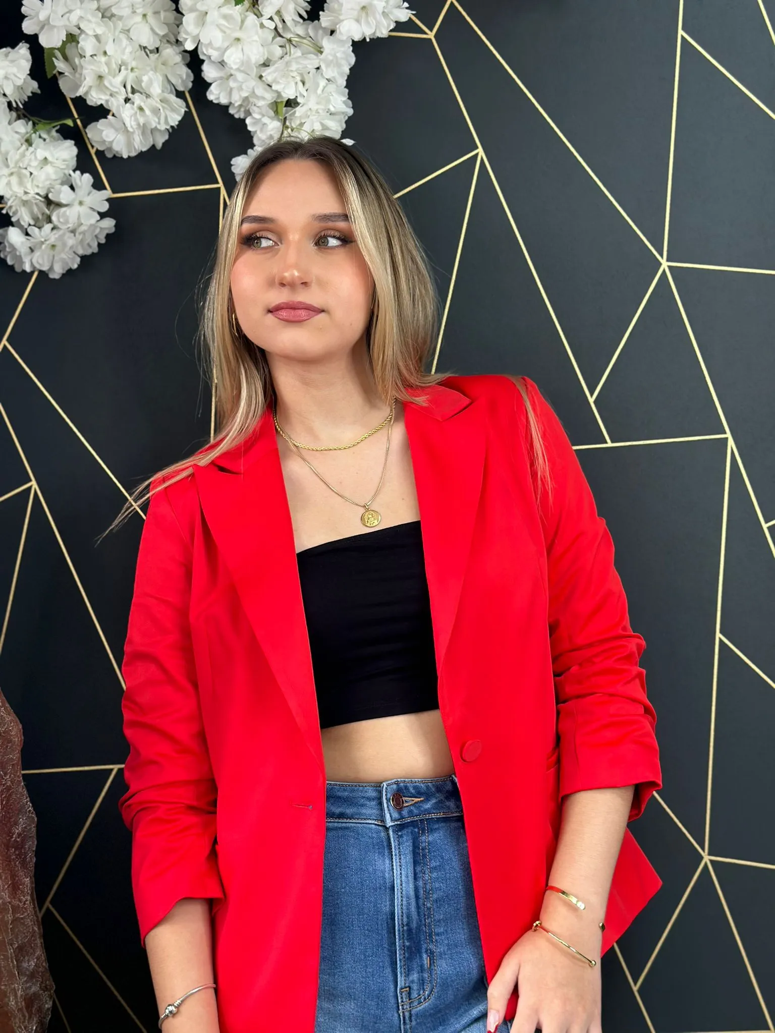 Red casual blazer jacket
