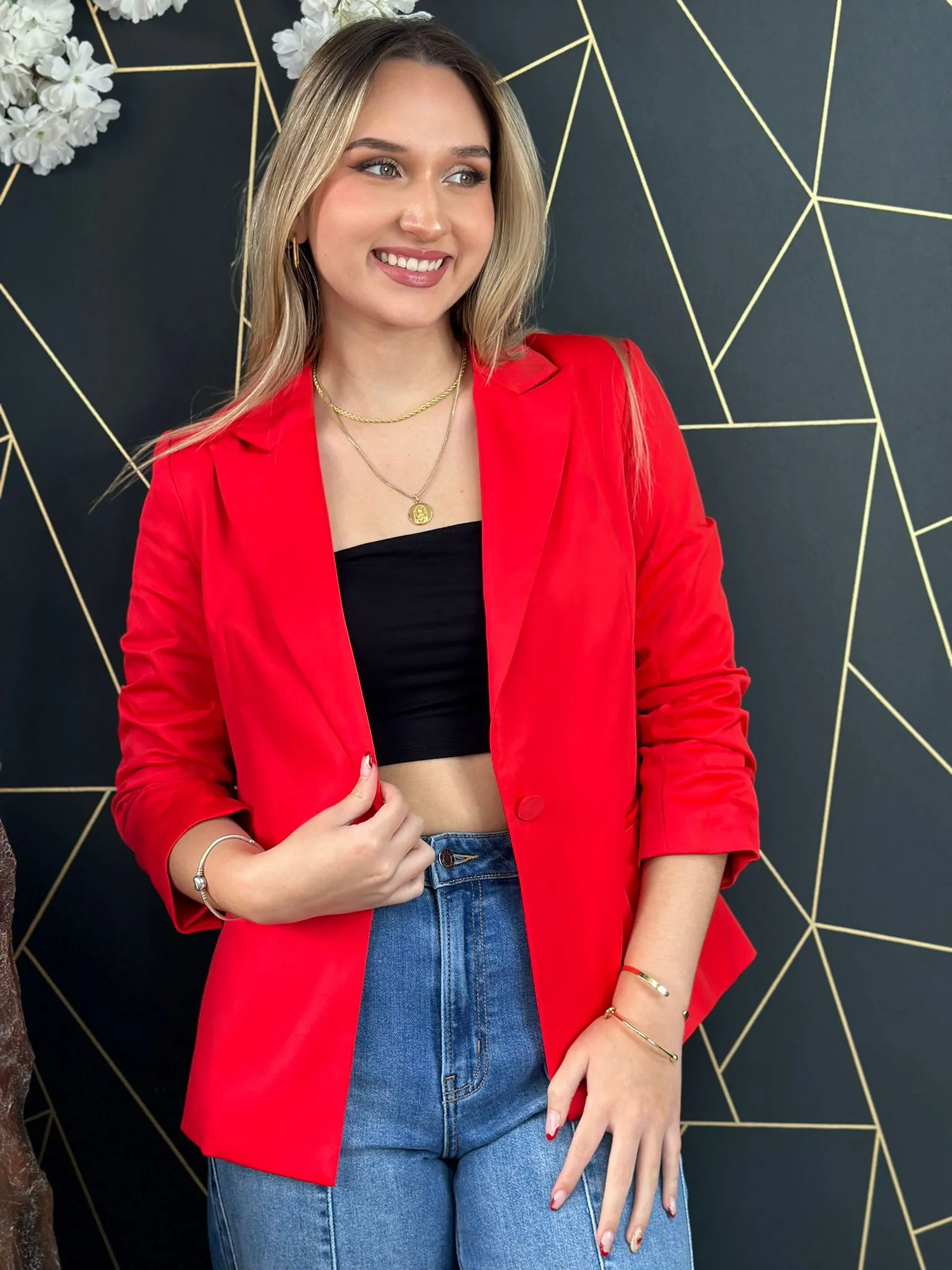 Red casual blazer jacket