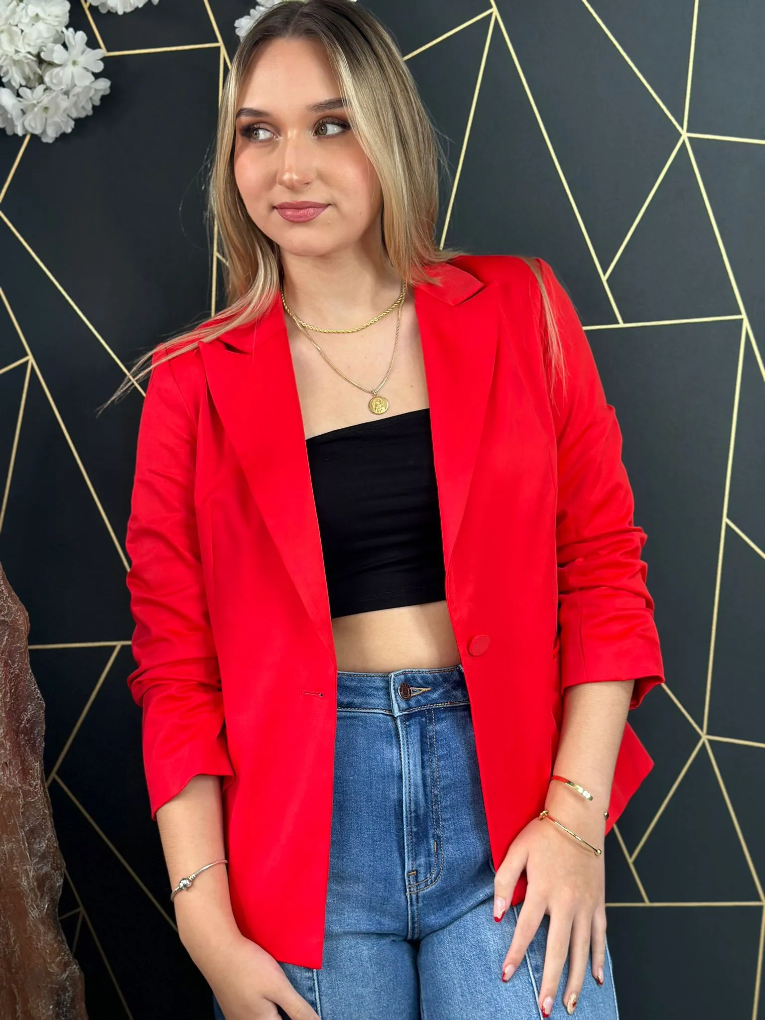 Red casual blazer jacket