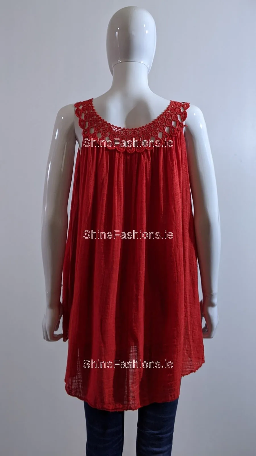 Red Cotton Vest Top