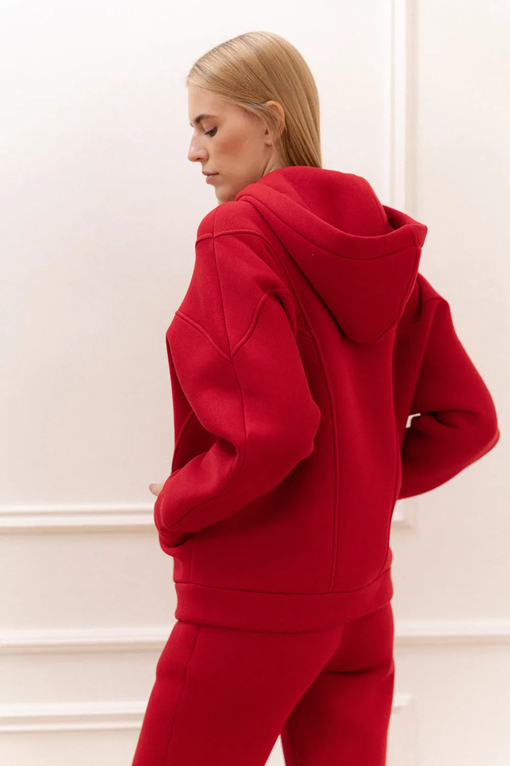 Red fleece sweatshirt