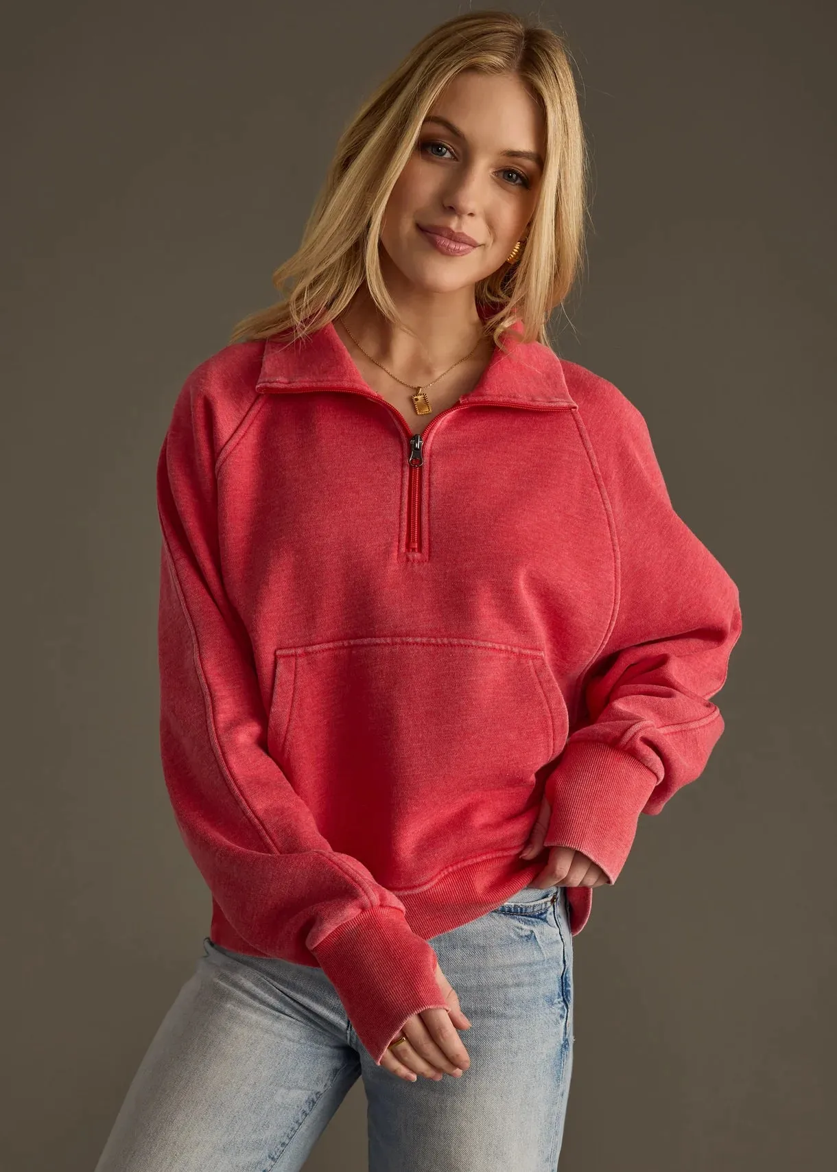 Reese 1/4 Zip in Red