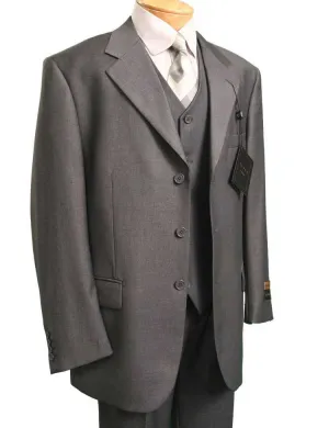 Regular Fit 3 Piece Single Breasted Suit (Heather Gray) 3TR-3
