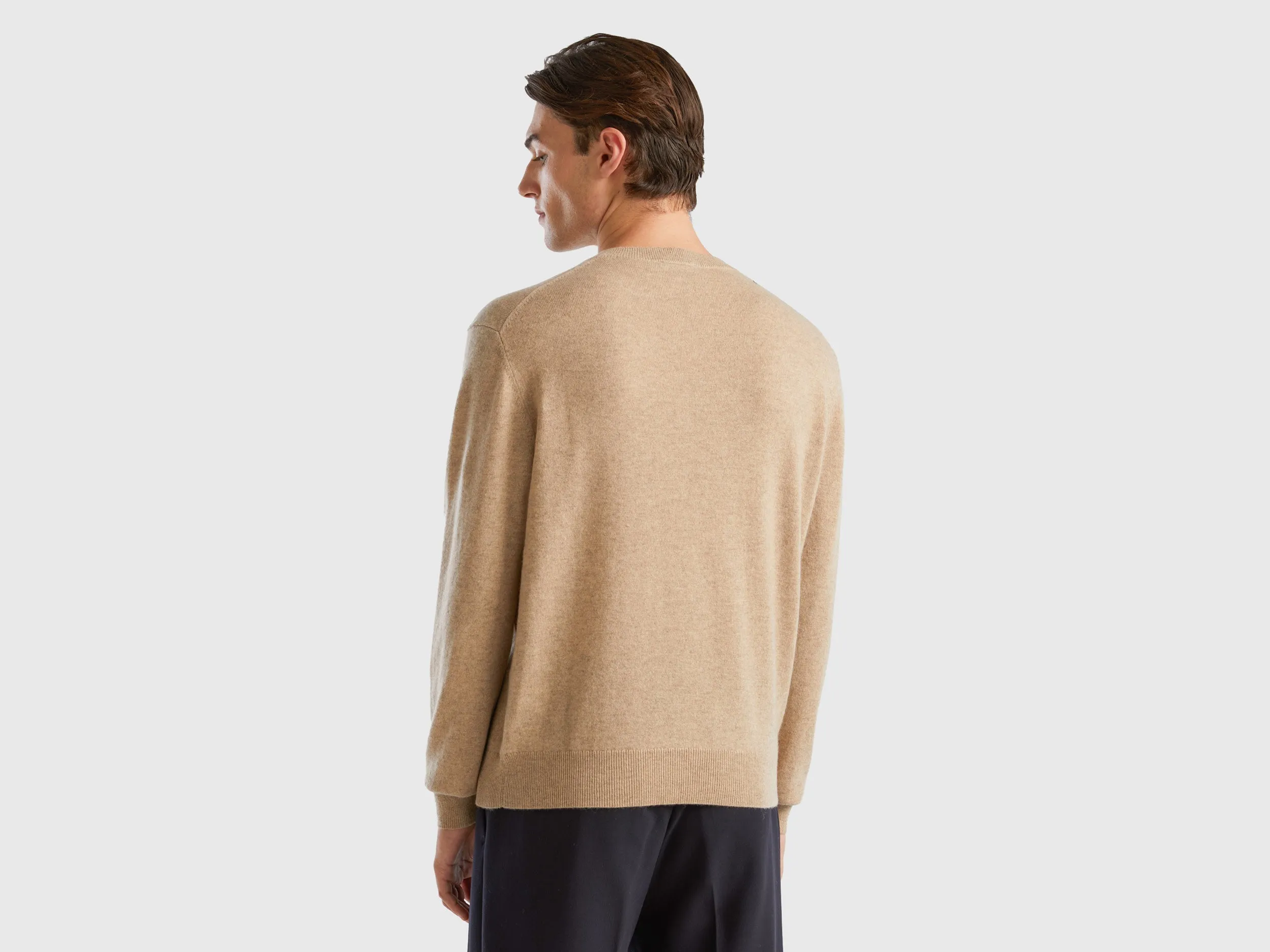 Regular Fit Crew Neck Italian Cashmere Yarn Sweater