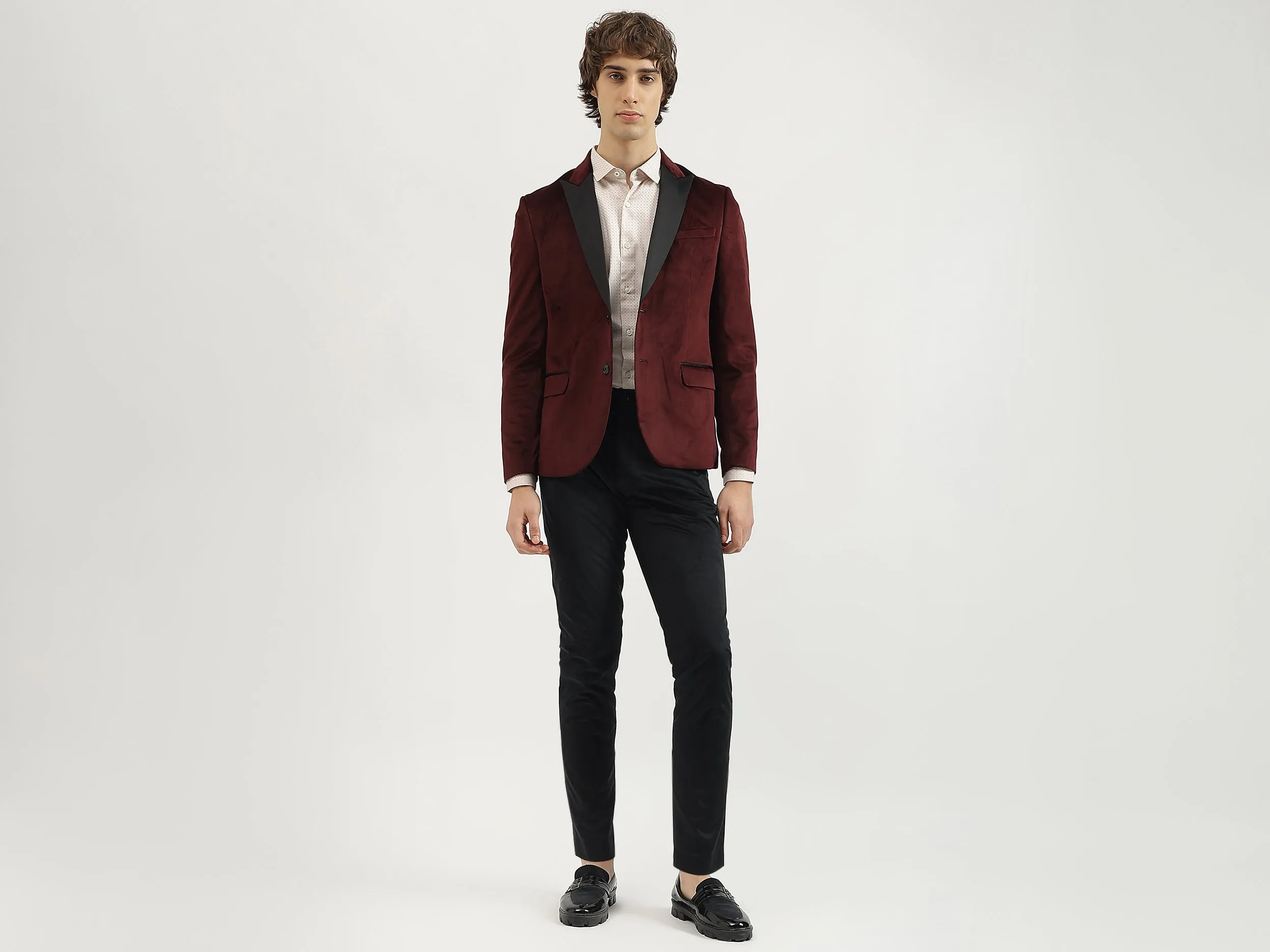 Regular Fit Lapel Collar Solid Blazer