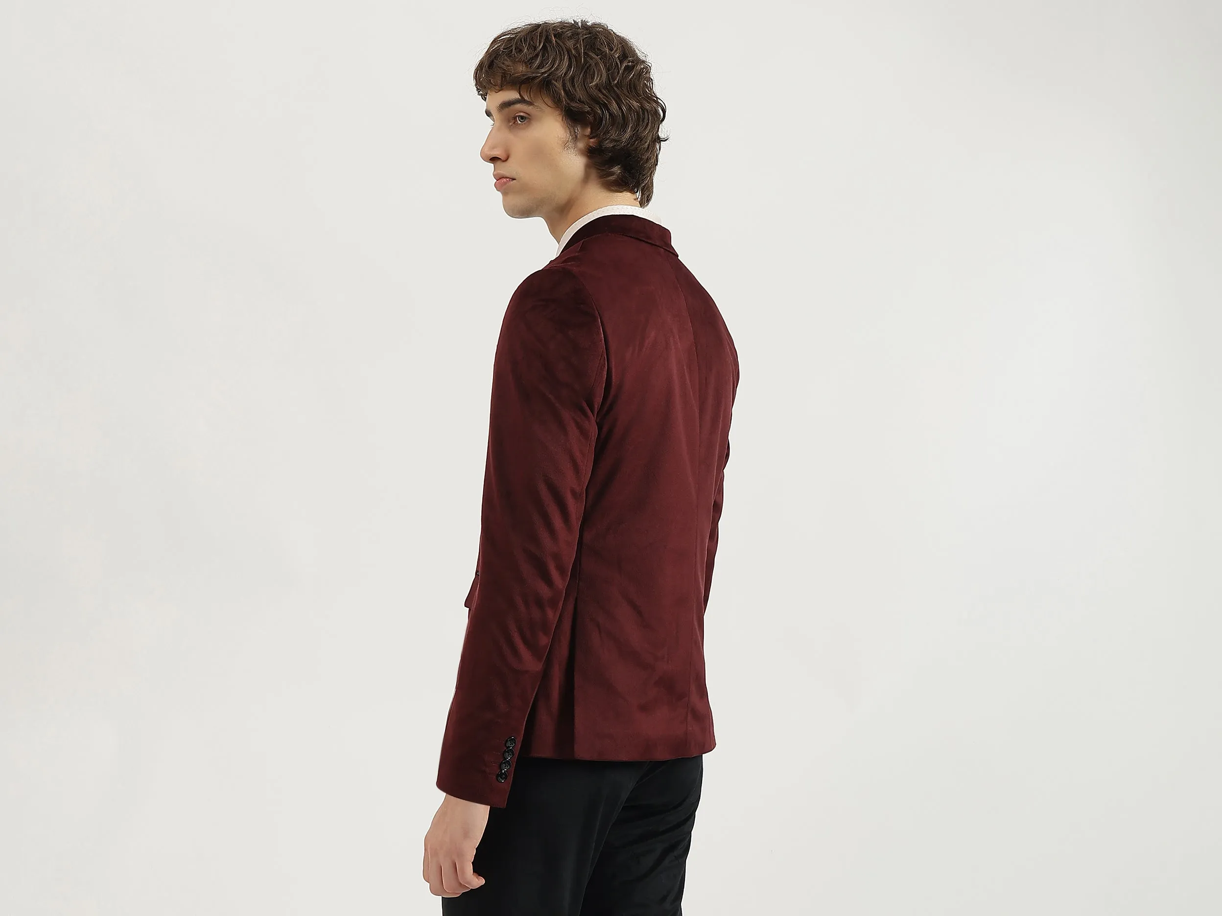 Regular Fit Lapel Collar Solid Blazer