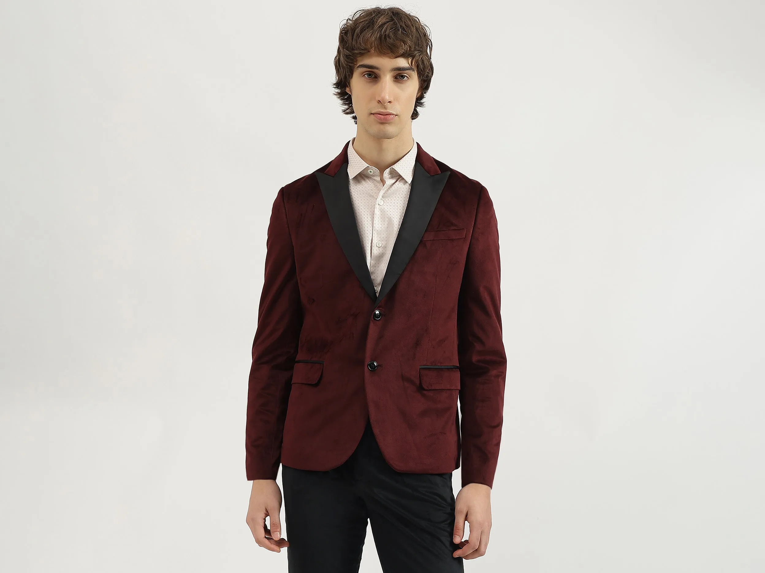 Regular Fit Lapel Collar Solid Blazer