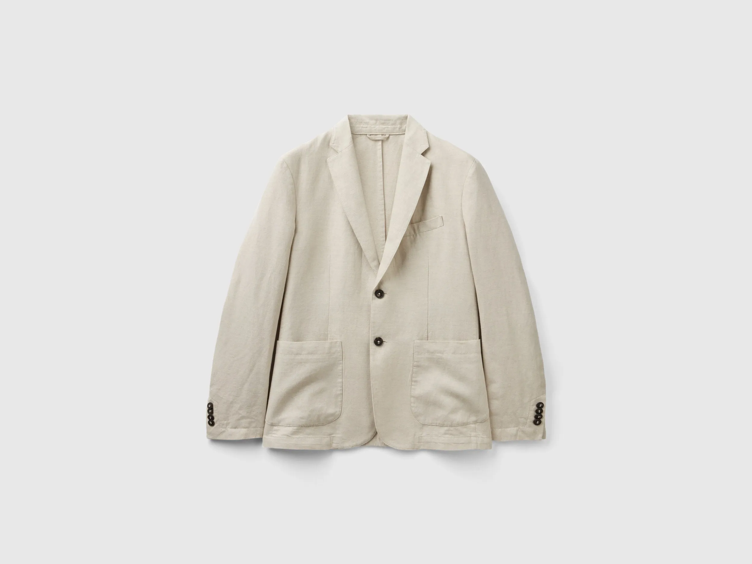 Regular Fit Notched Lapel Collar Solid Blazer