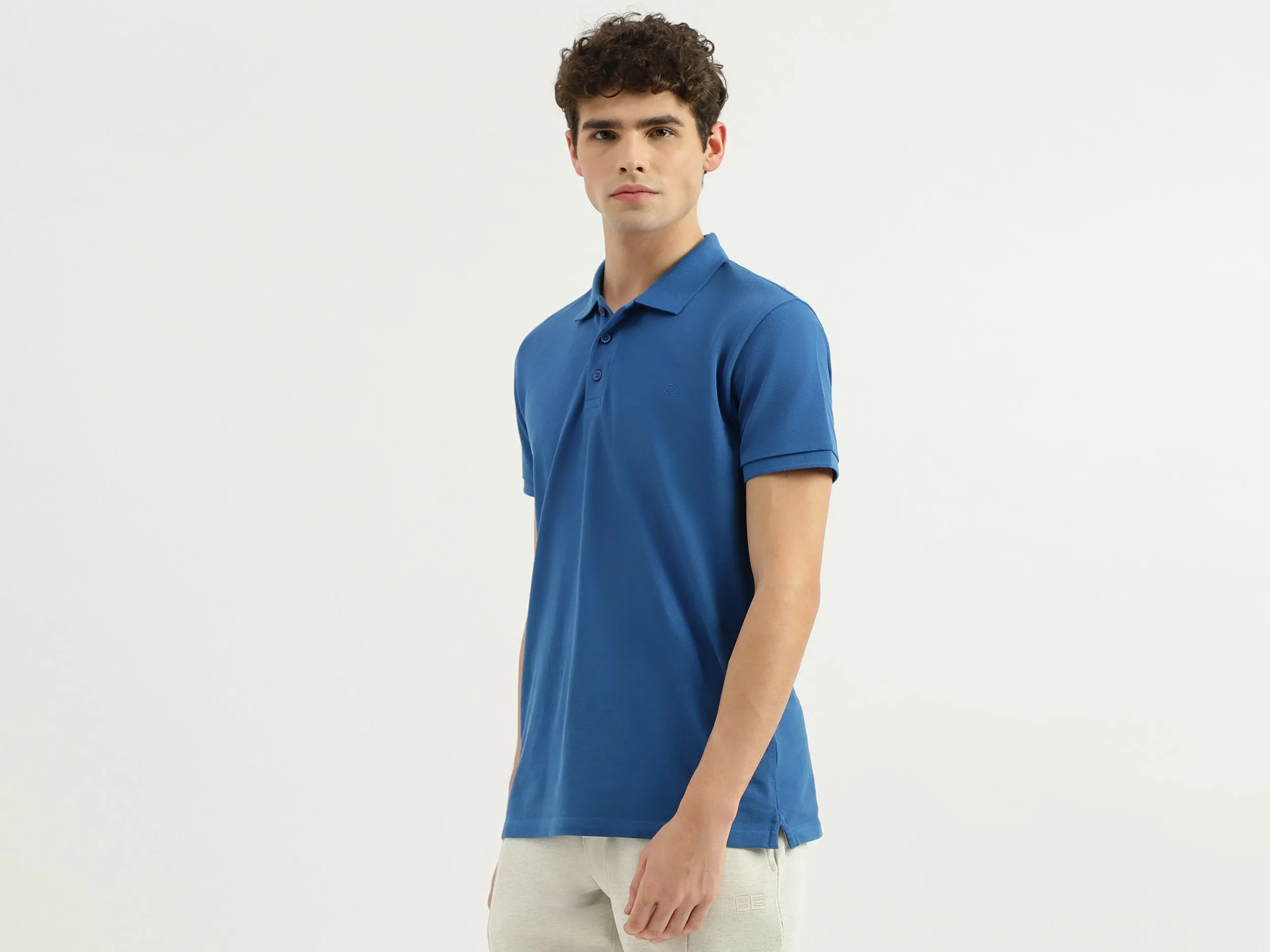 Regular Fit Ribbed Collar Solid T-Shirt