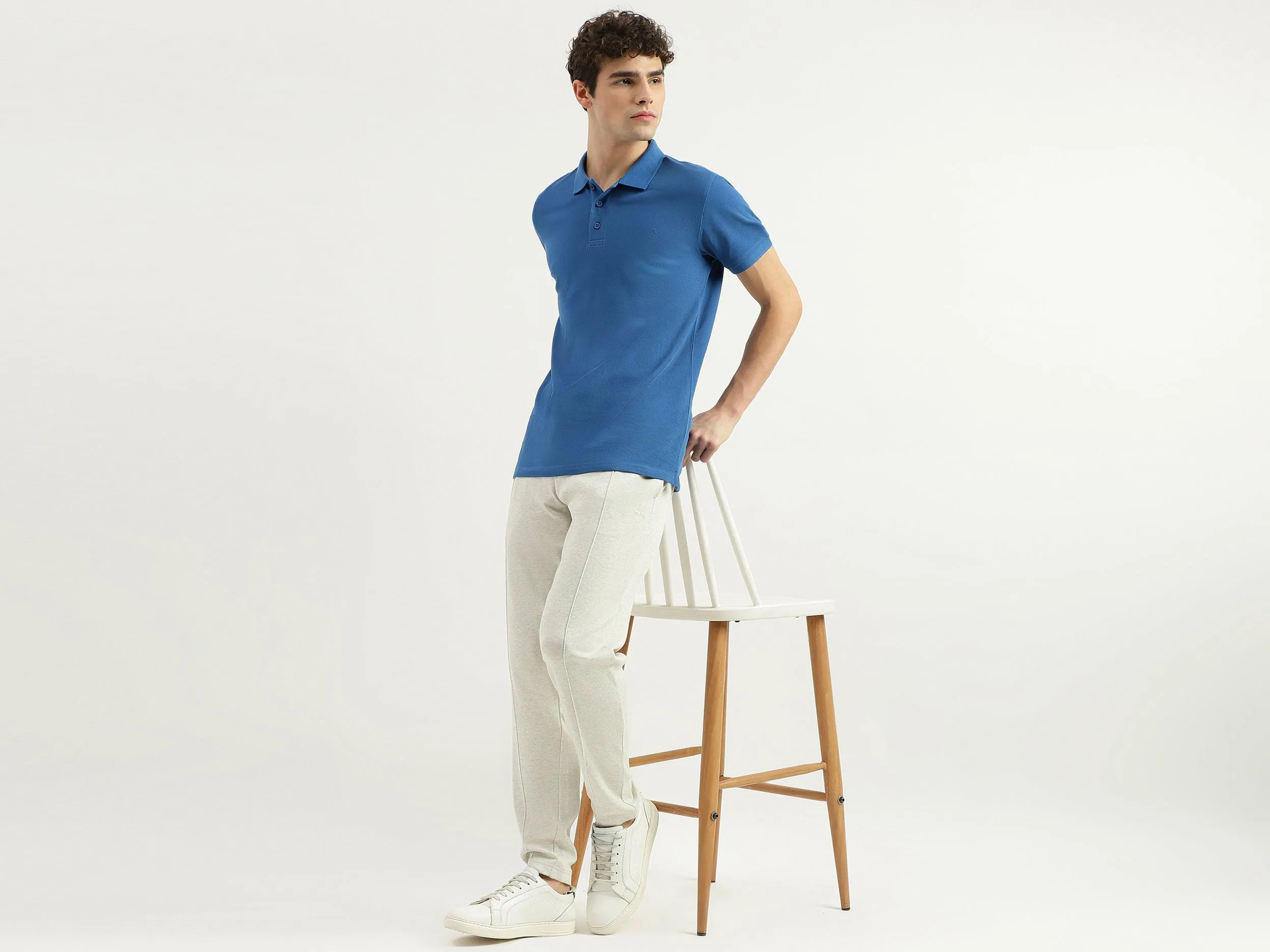 Regular Fit Ribbed Collar Solid T-Shirt