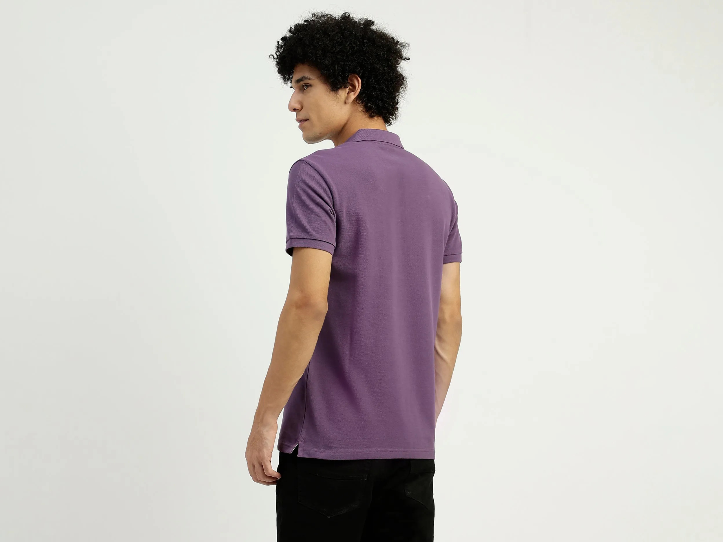 Regular Fit Ribbed Collar Solid T-Shirt