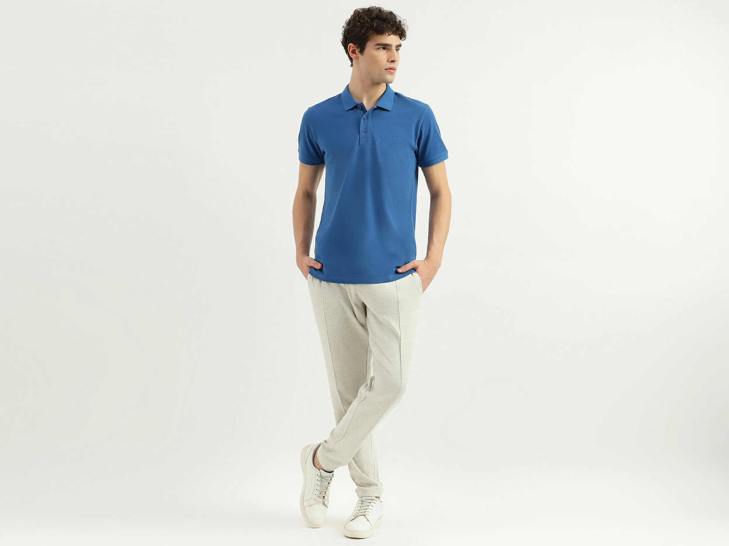 Regular Fit Ribbed Collar Solid T-Shirt