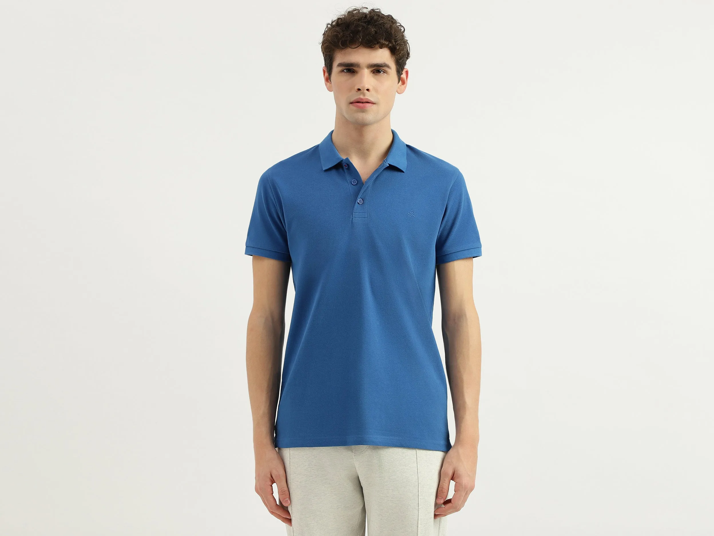 Regular Fit Ribbed Collar Solid T-Shirt