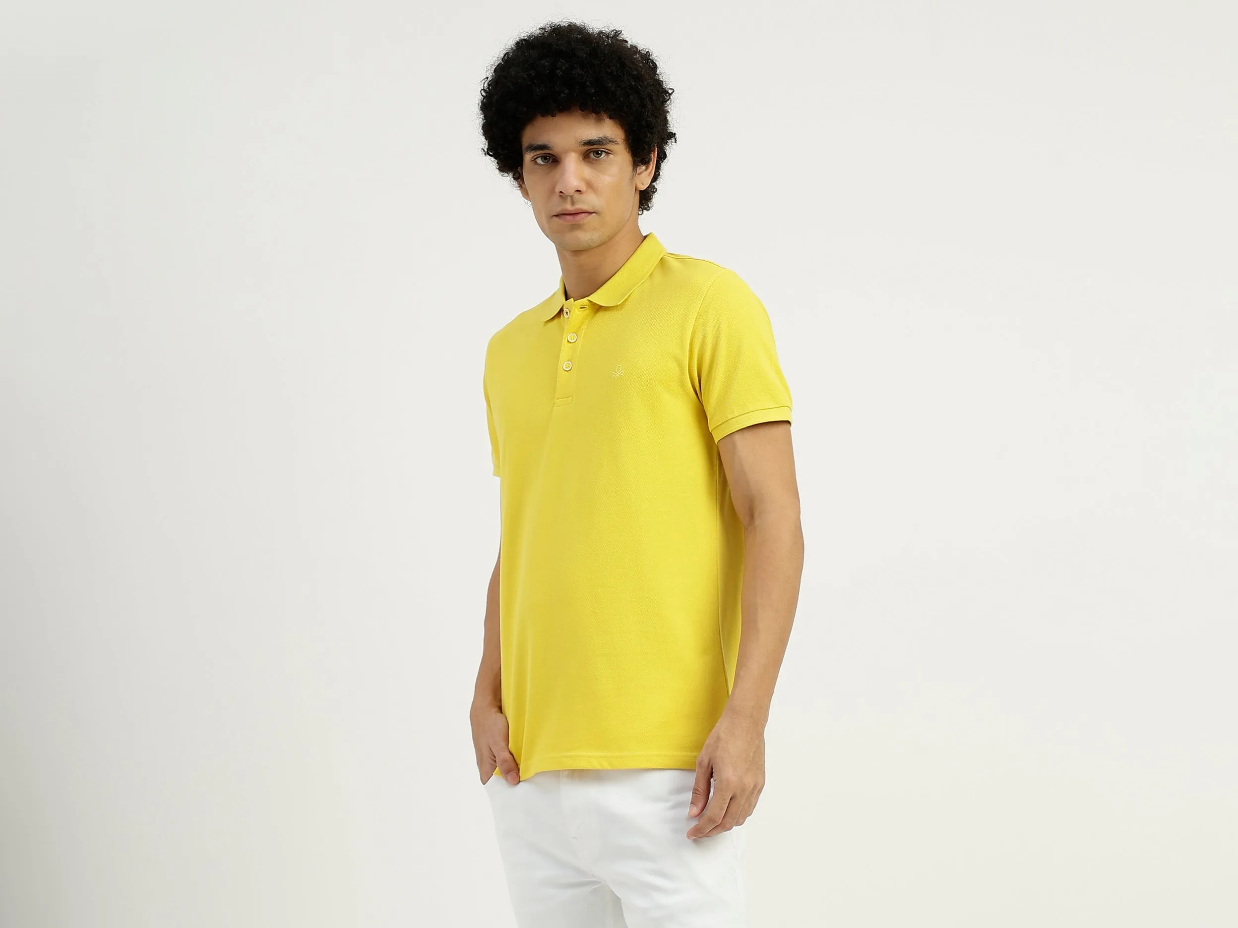 Regular Fit Ribbed Collar Solid T-Shirt