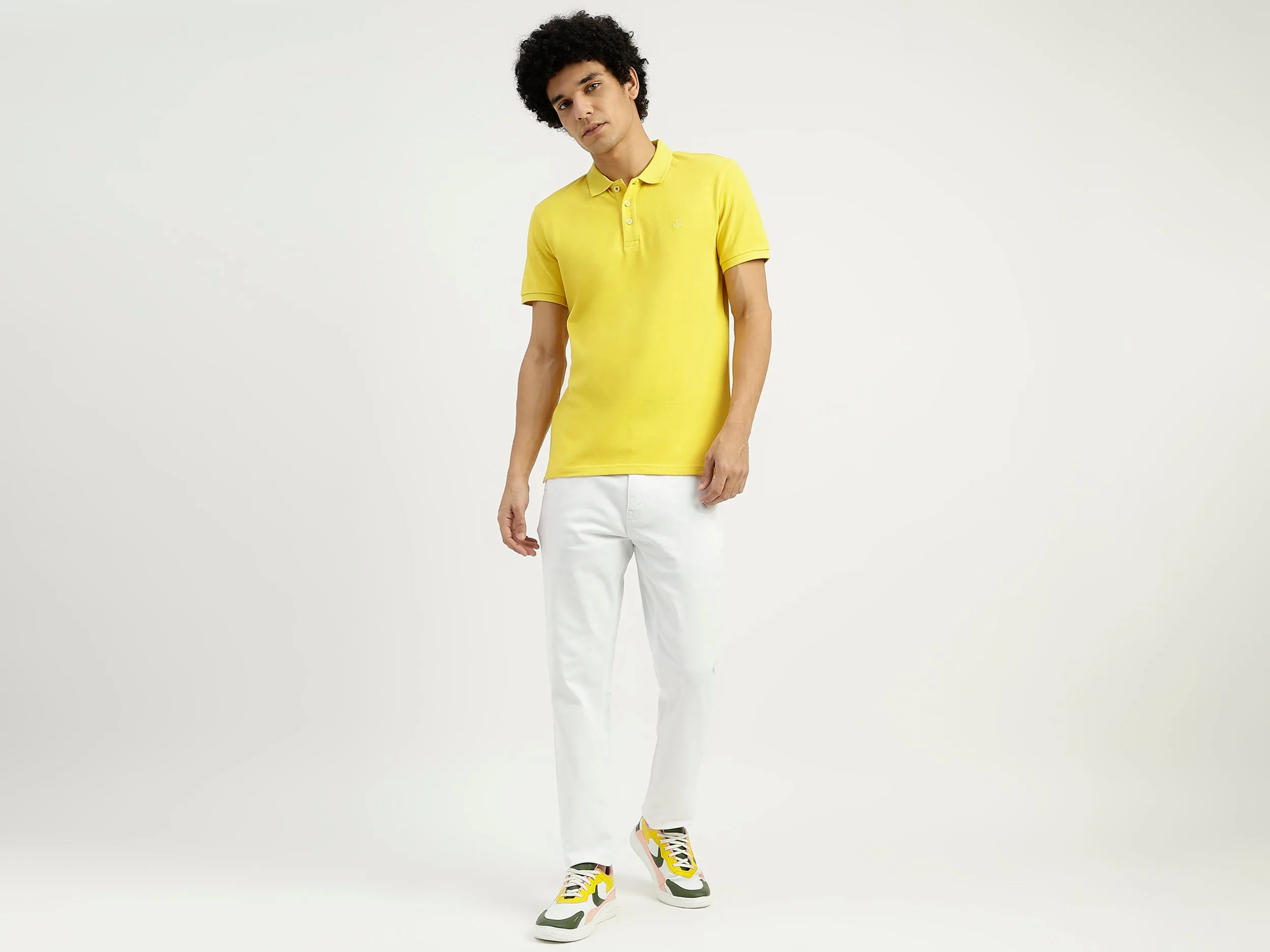Regular Fit Ribbed Collar Solid T-Shirt
