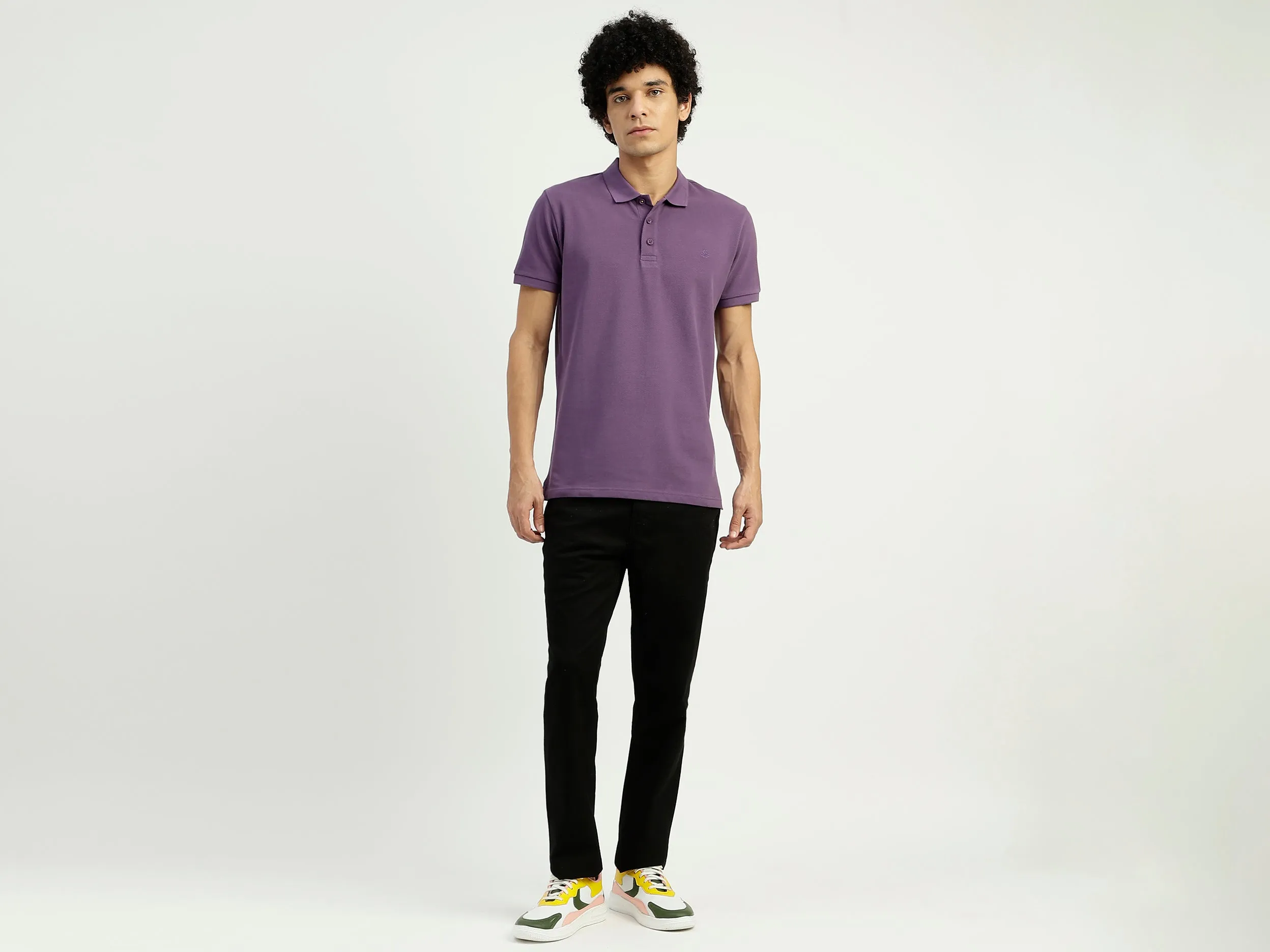 Regular Fit Ribbed Collar Solid T-Shirt