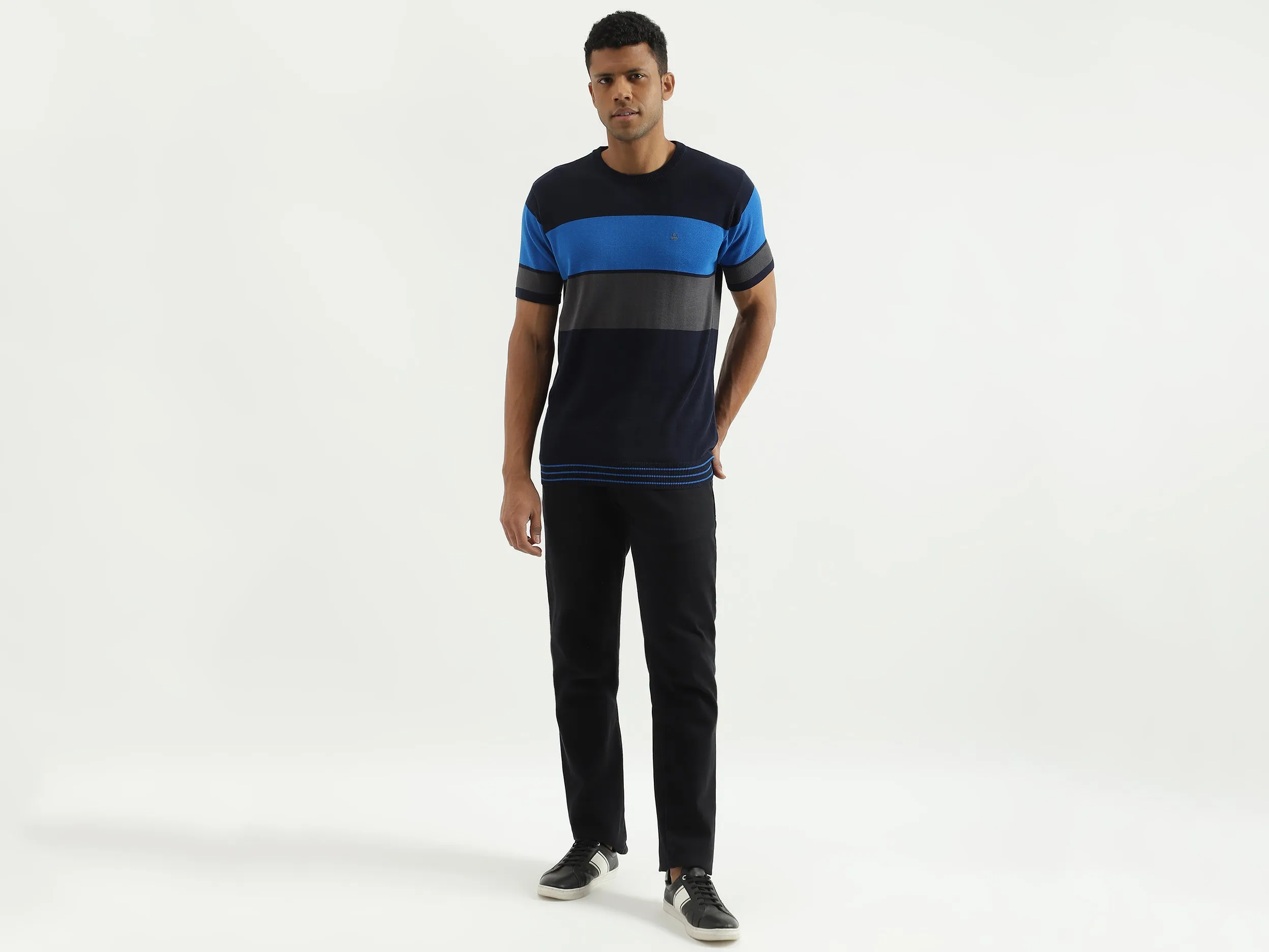 Regular Fit Round Neck Striped Sweater