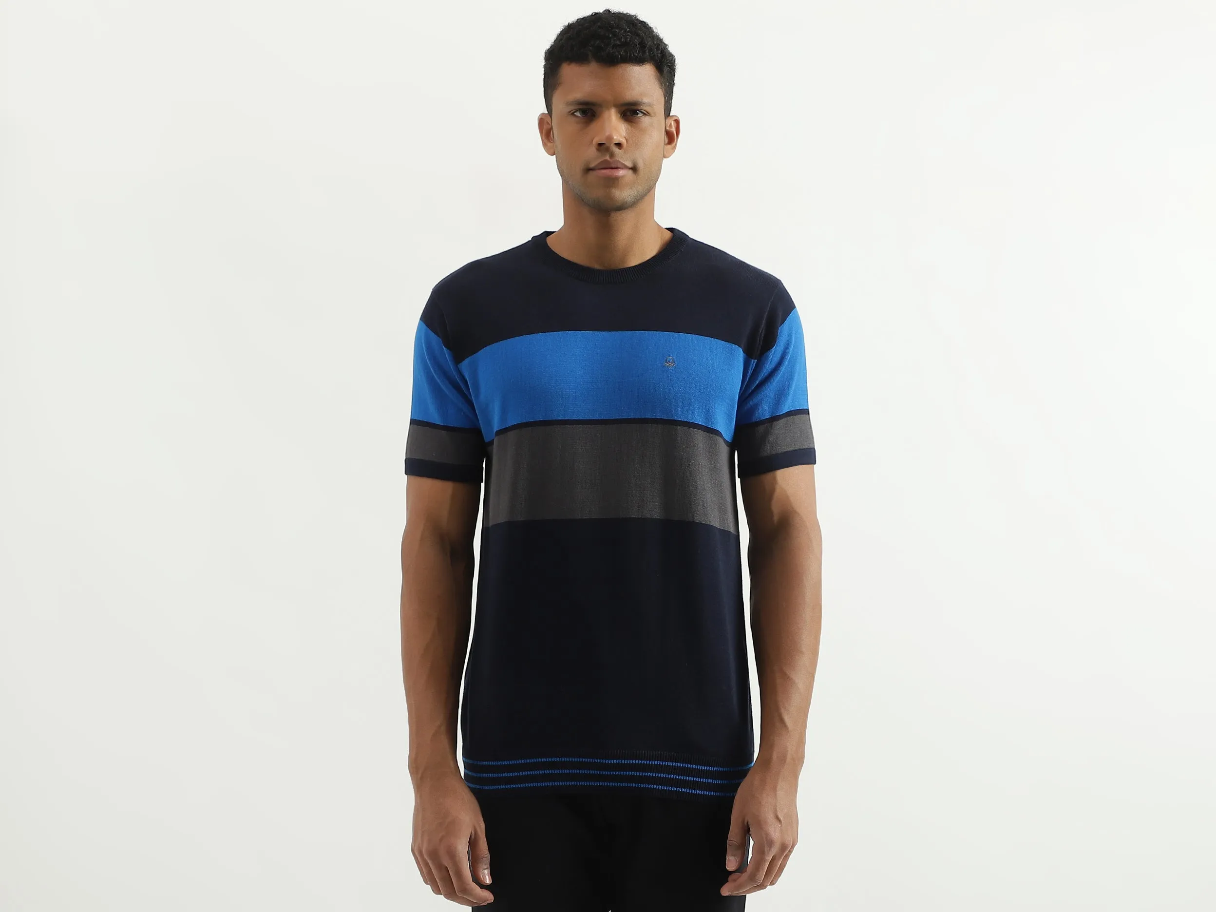 Regular Fit Round Neck Striped Sweater
