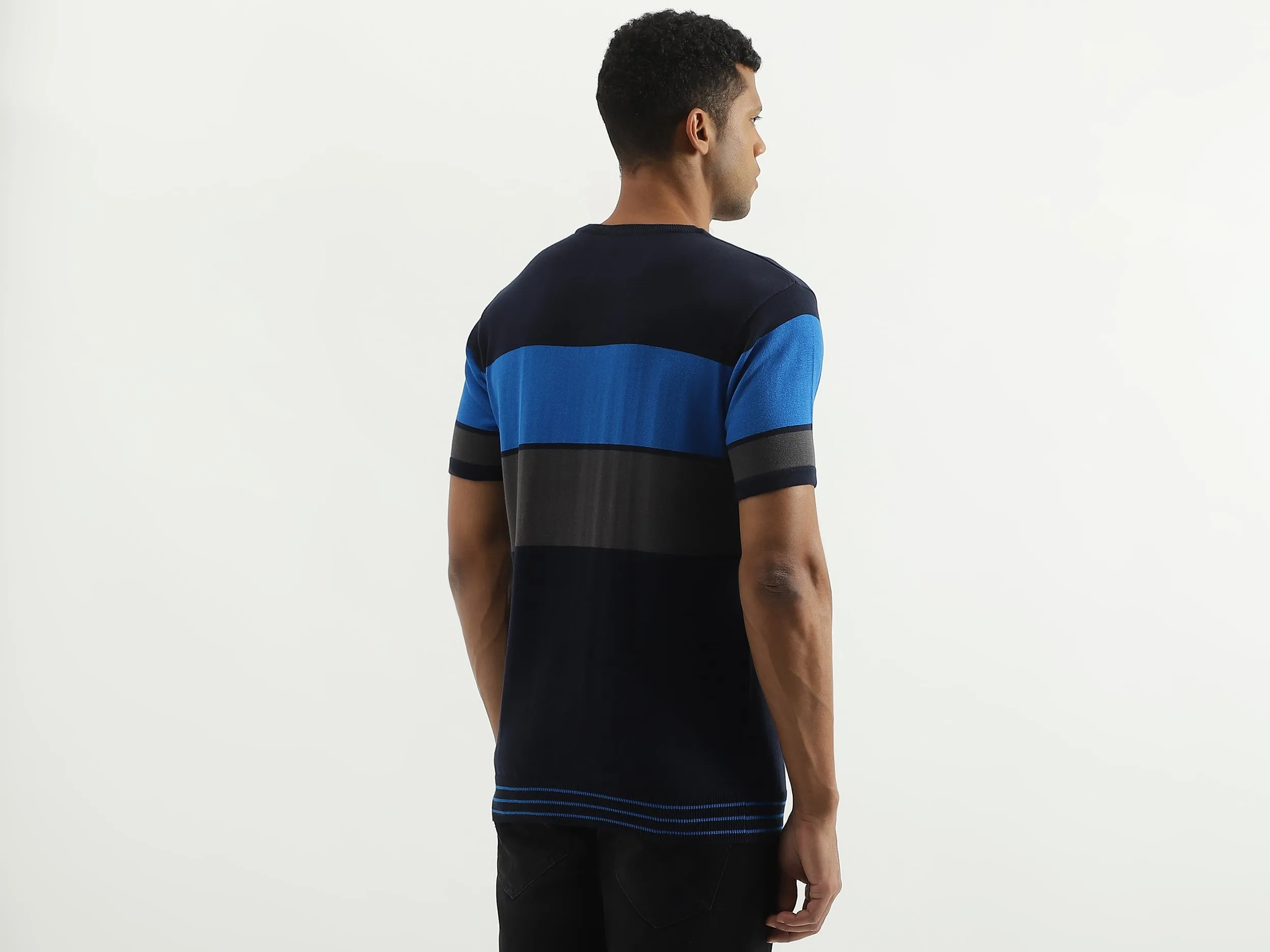 Regular Fit Round Neck Striped Sweater