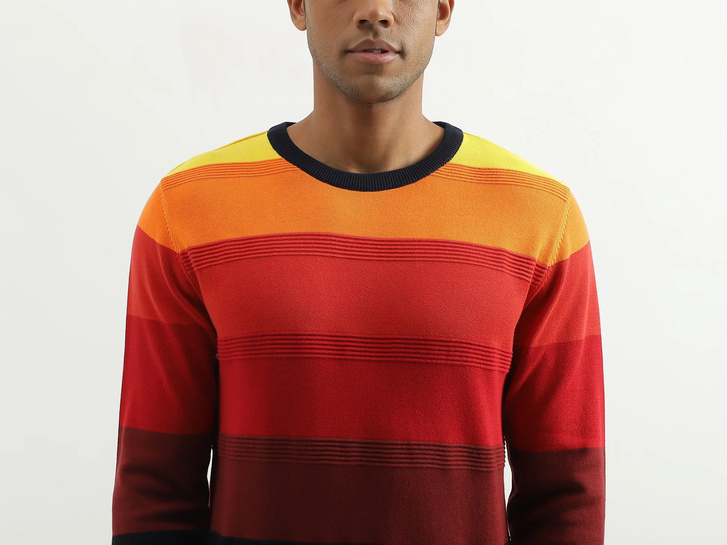 Regular Fit Round Neck Striped Sweater