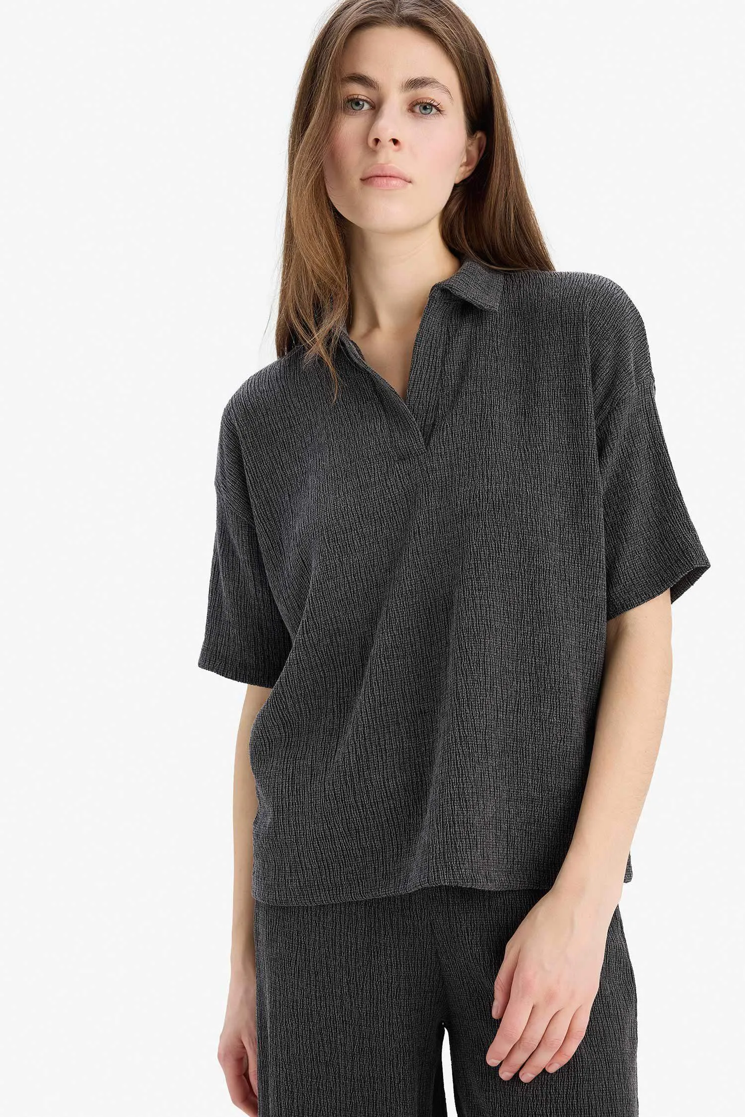 Relax Fit Basic Flat Bormcük Short Sleeve T-Shirt
