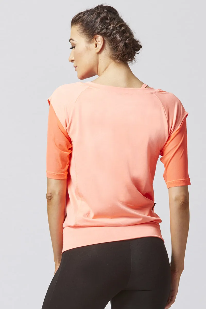 Reversible Mesh Inset Yoga Tee Orange