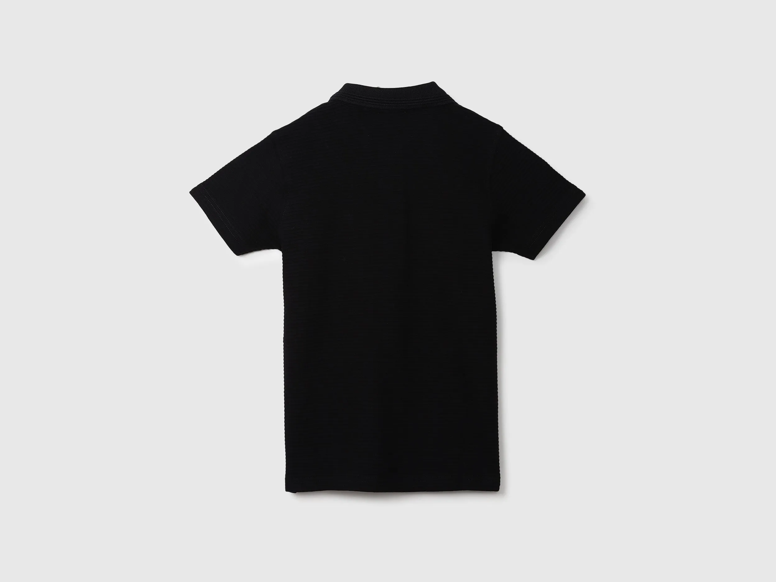 Ribbed Black Polo T-Shirt