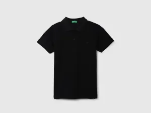 Ribbed Black Polo T-Shirt