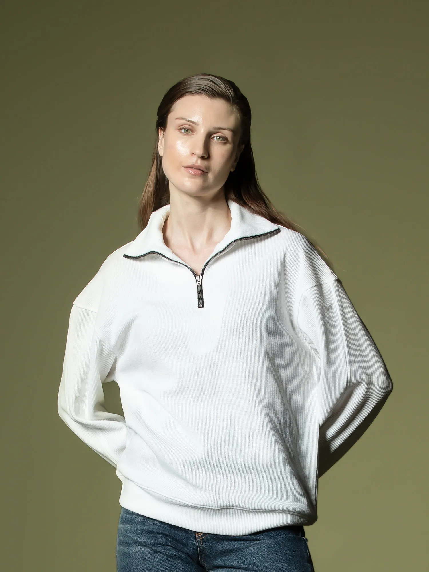 Ribbed quarter-zip sweatshirt