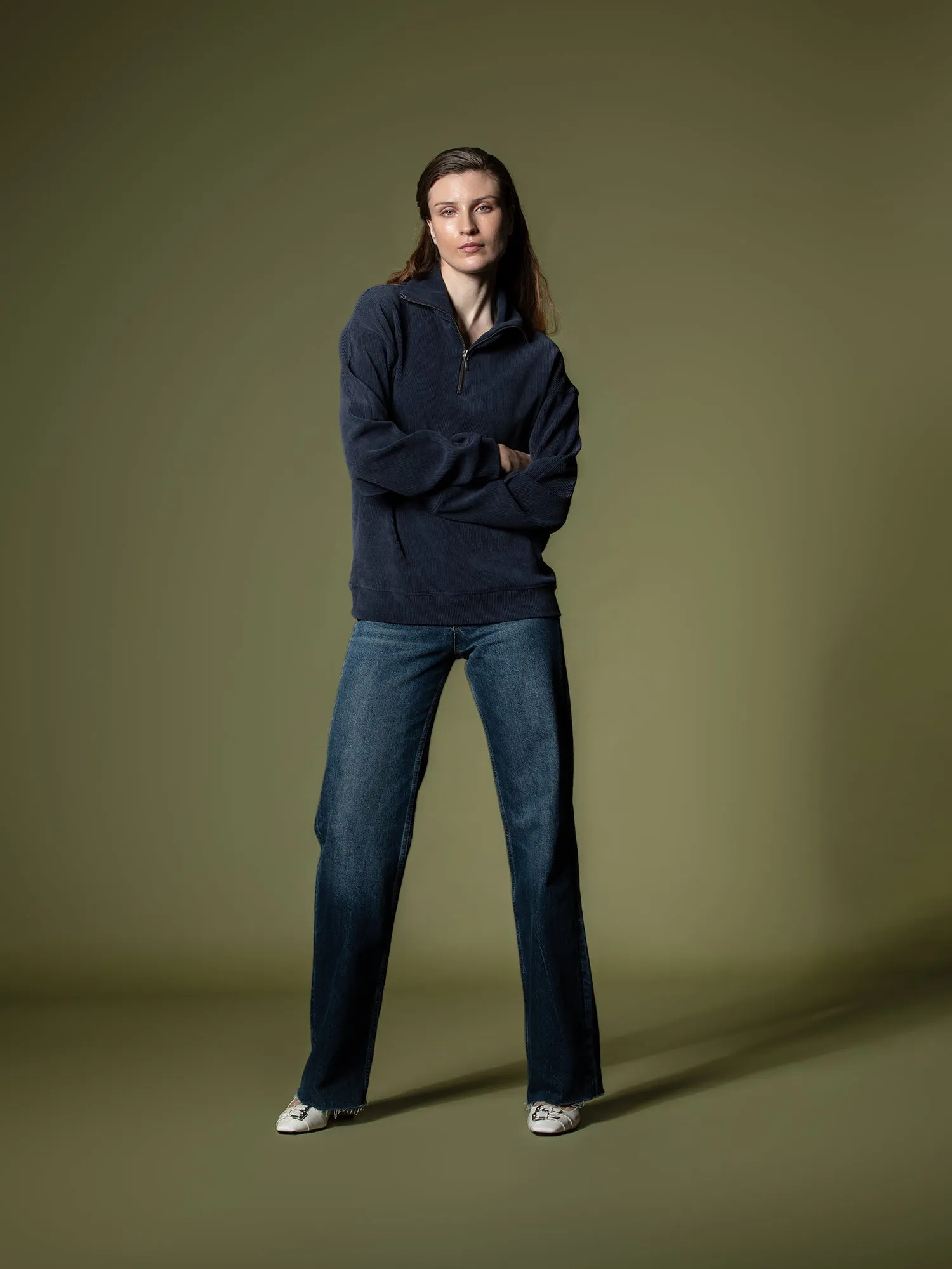 Ribbed quarter-zip sweatshirt