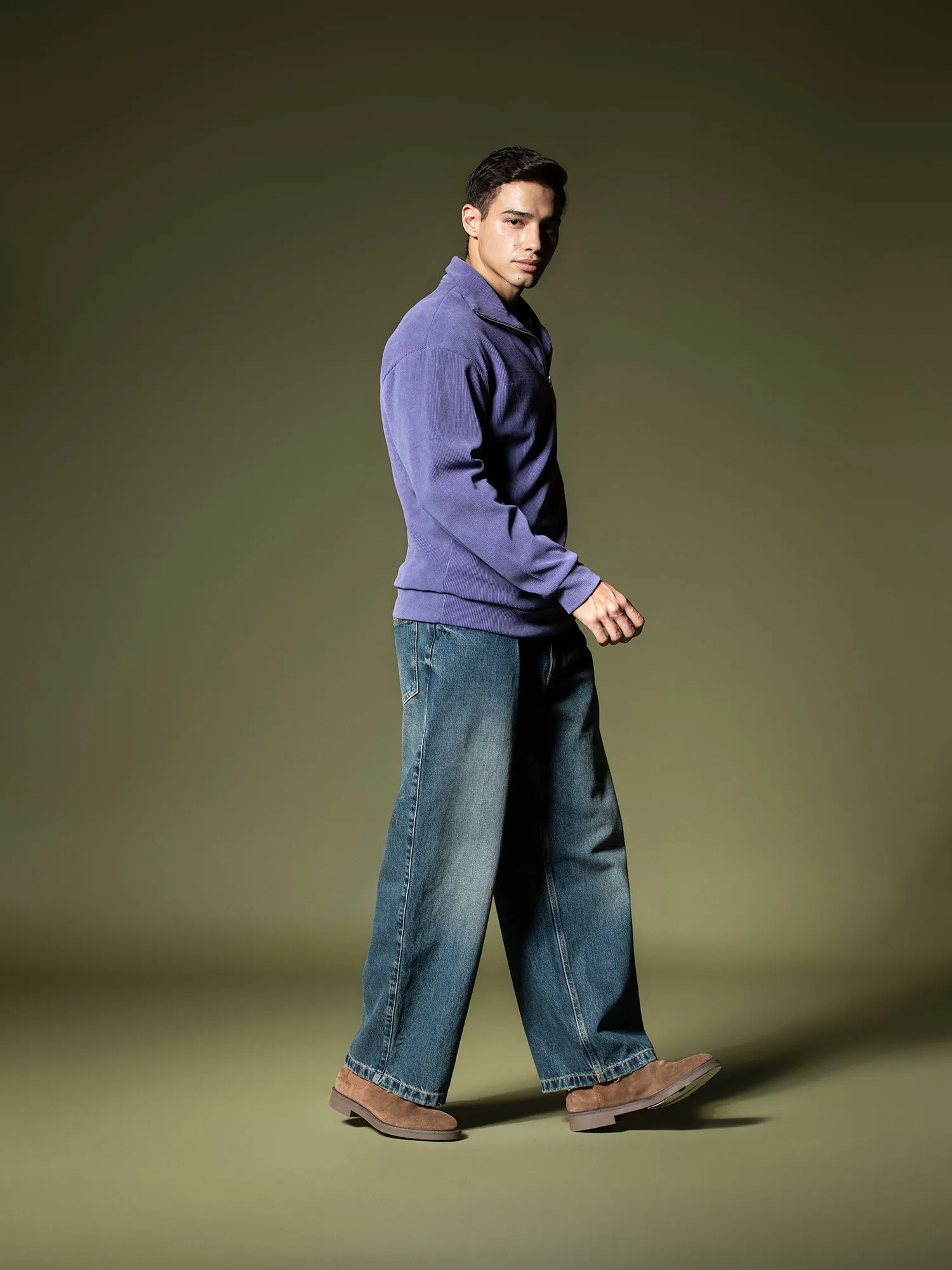 Ribbed quarter-zip sweatshirt