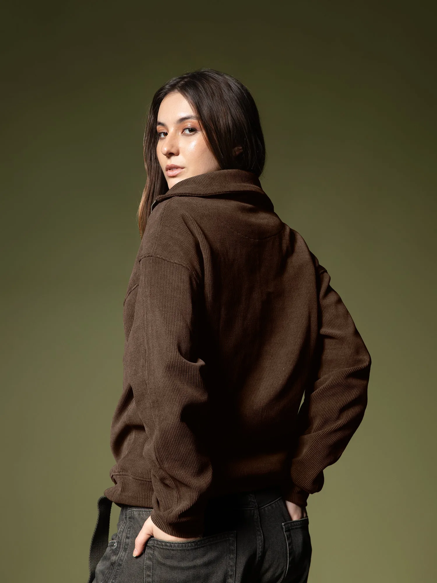 Ribbed quarter-zip sweatshirt