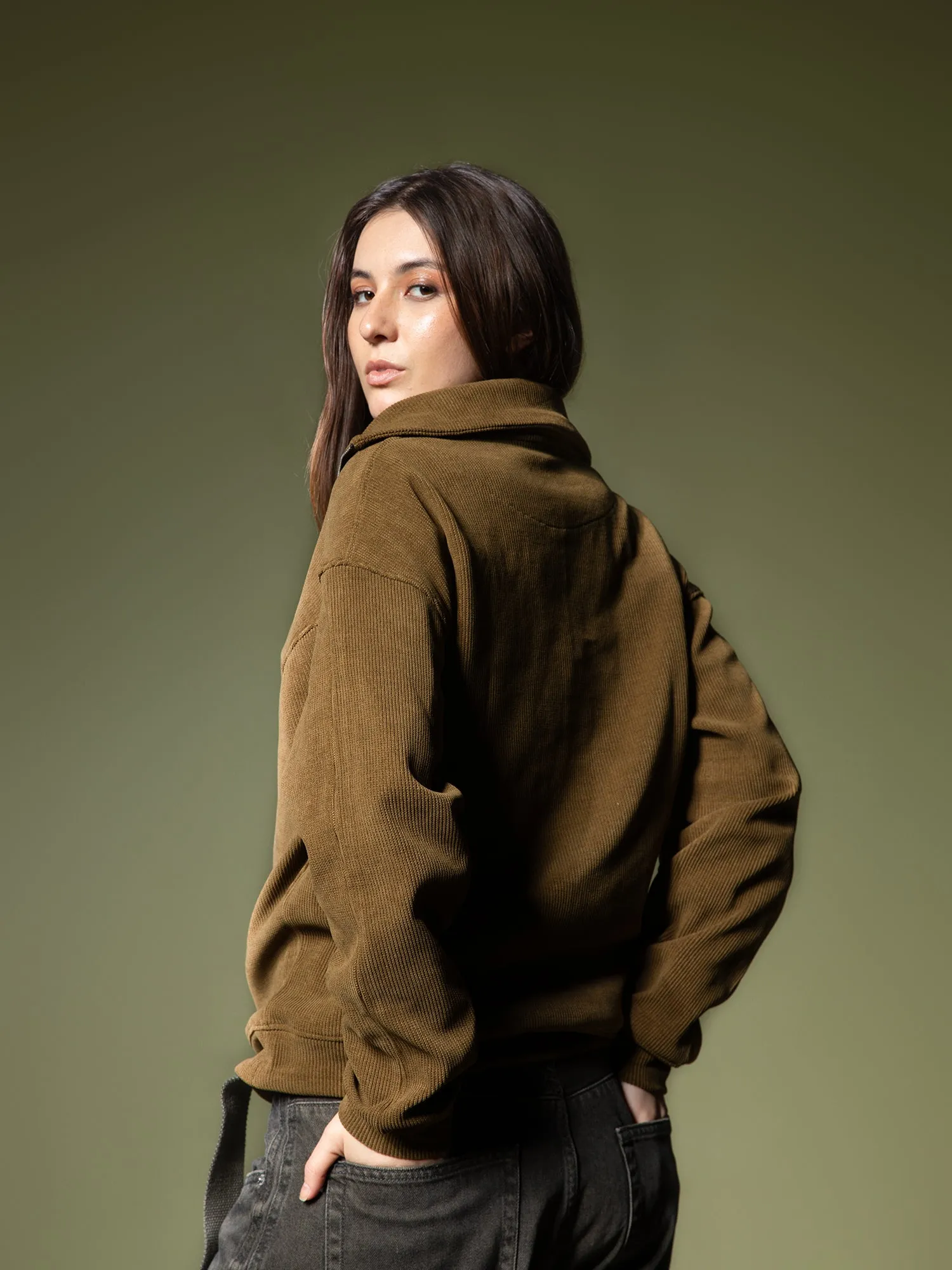 Ribbed quarter-zip sweatshirt