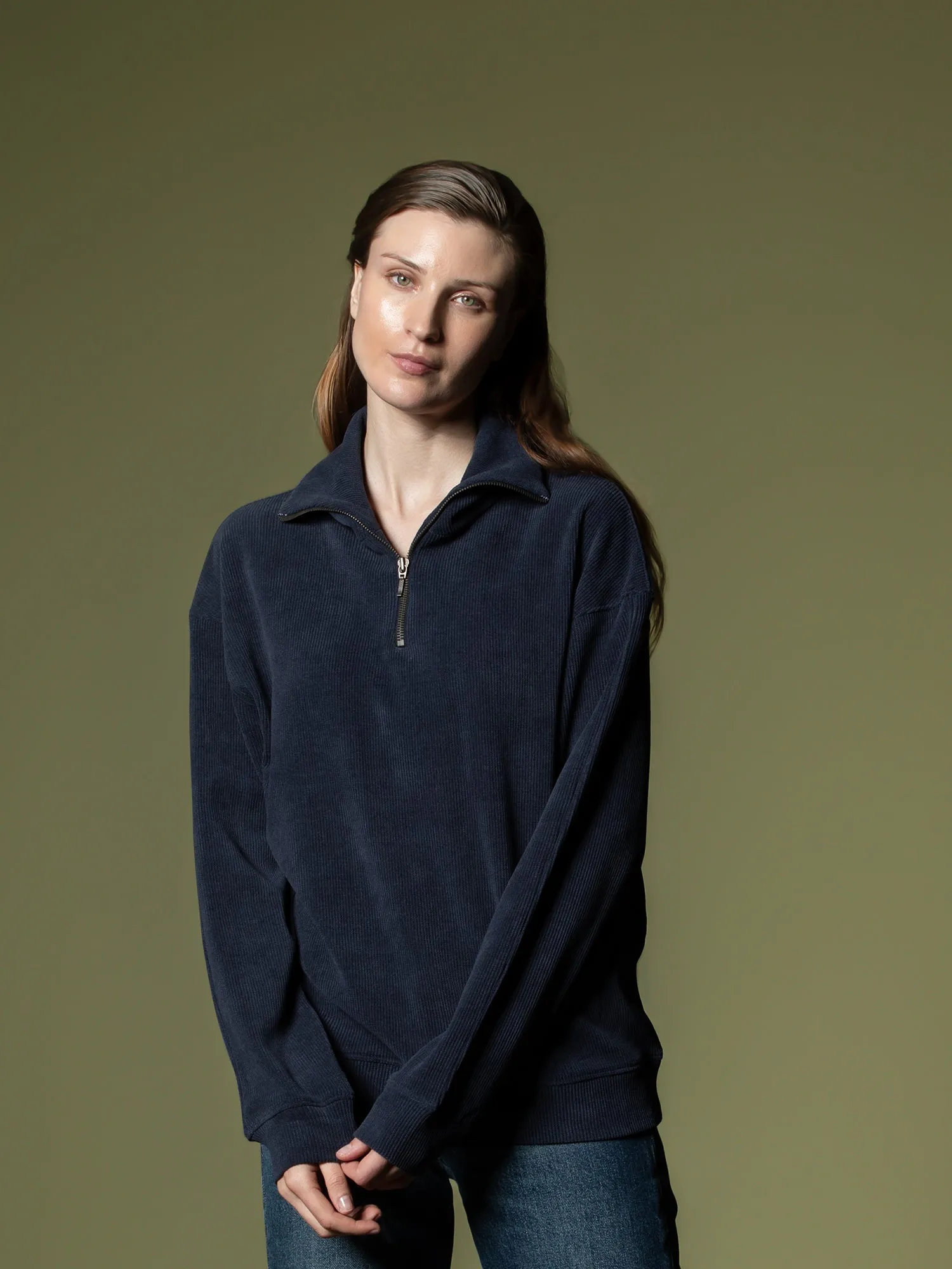 Ribbed quarter-zip sweatshirt