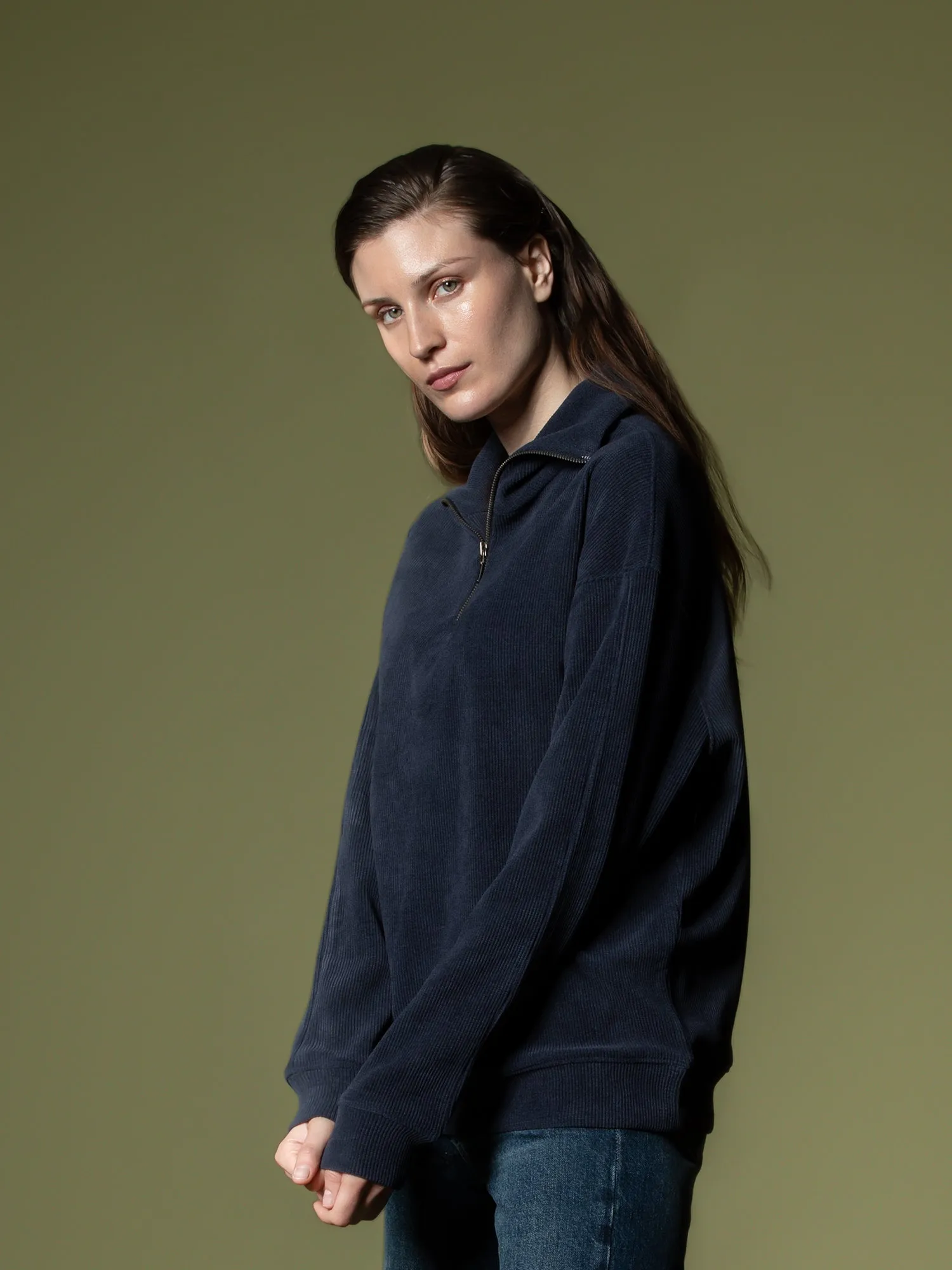 Ribbed quarter-zip sweatshirt