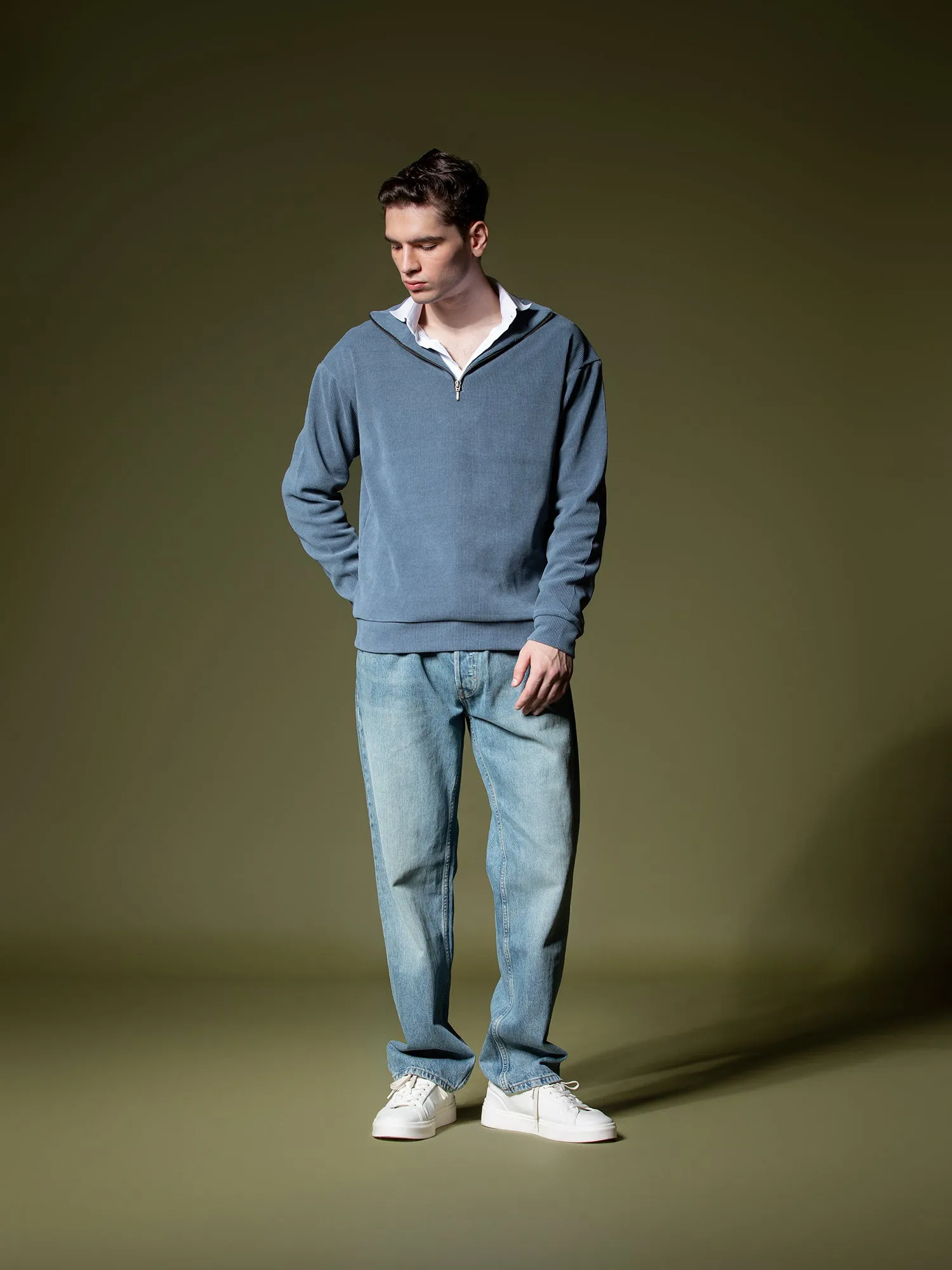 Ribbed quarter-zip sweatshirt