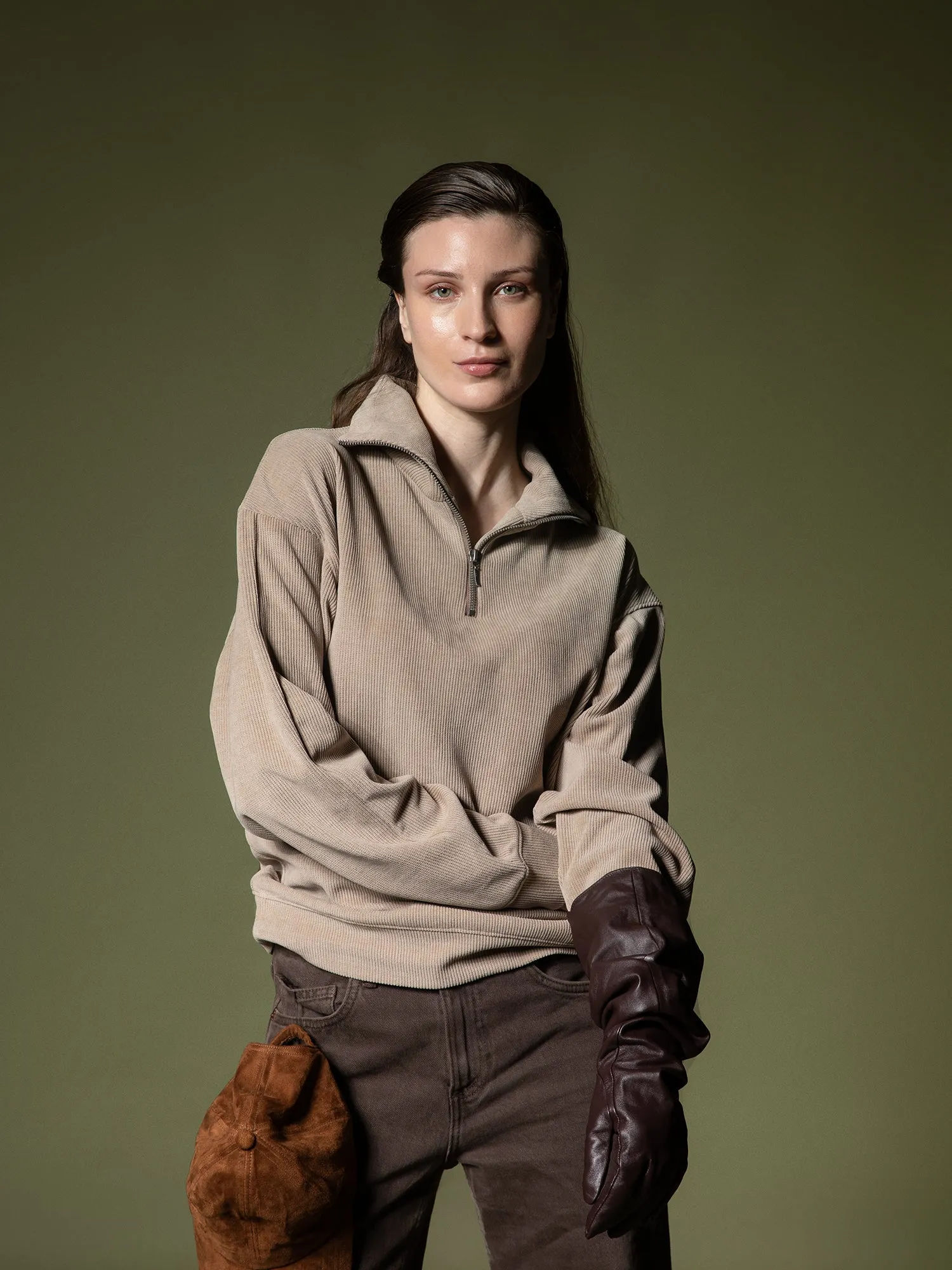 Ribbed quarter-zip sweatshirt