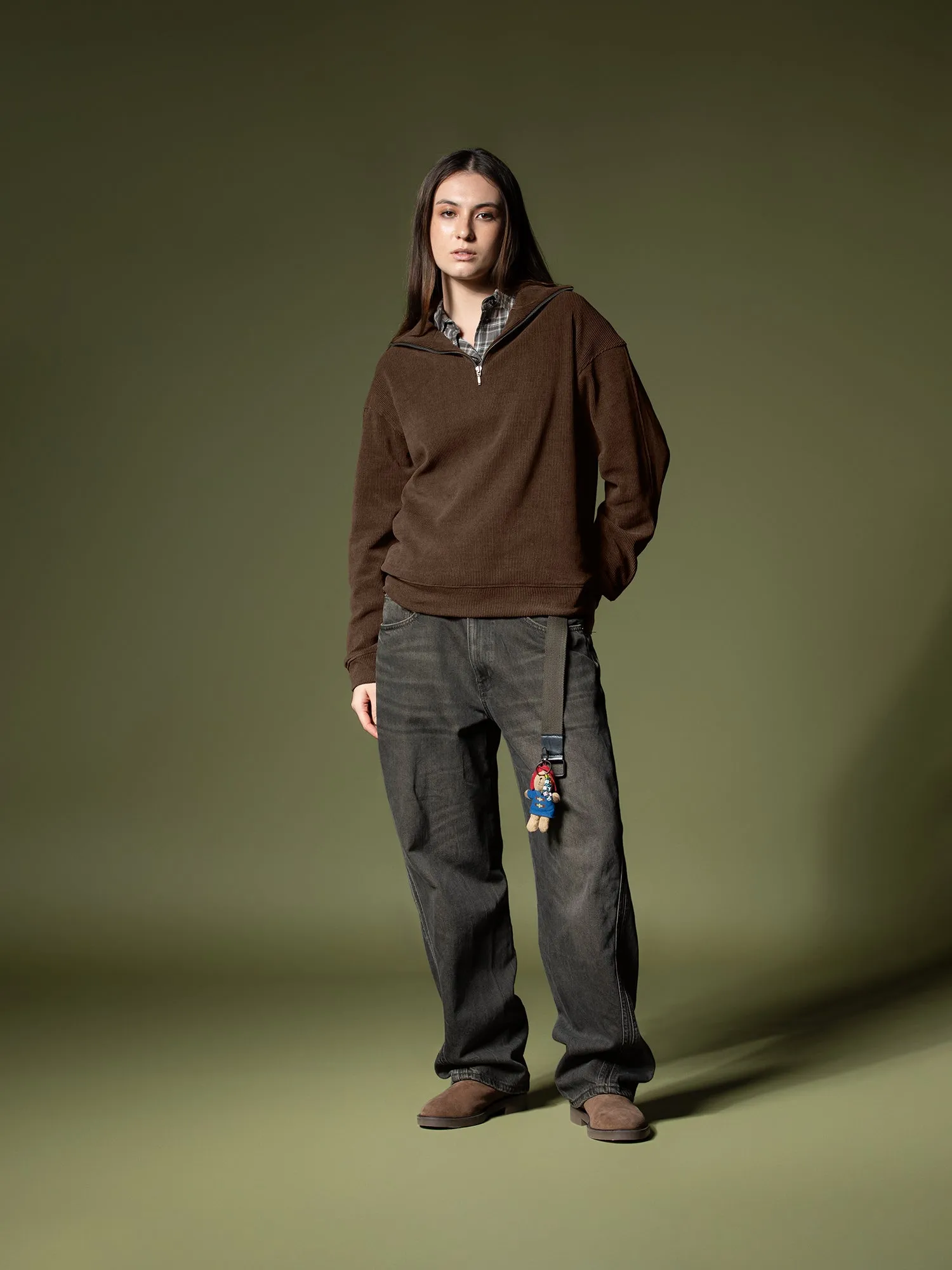 Ribbed quarter-zip sweatshirt