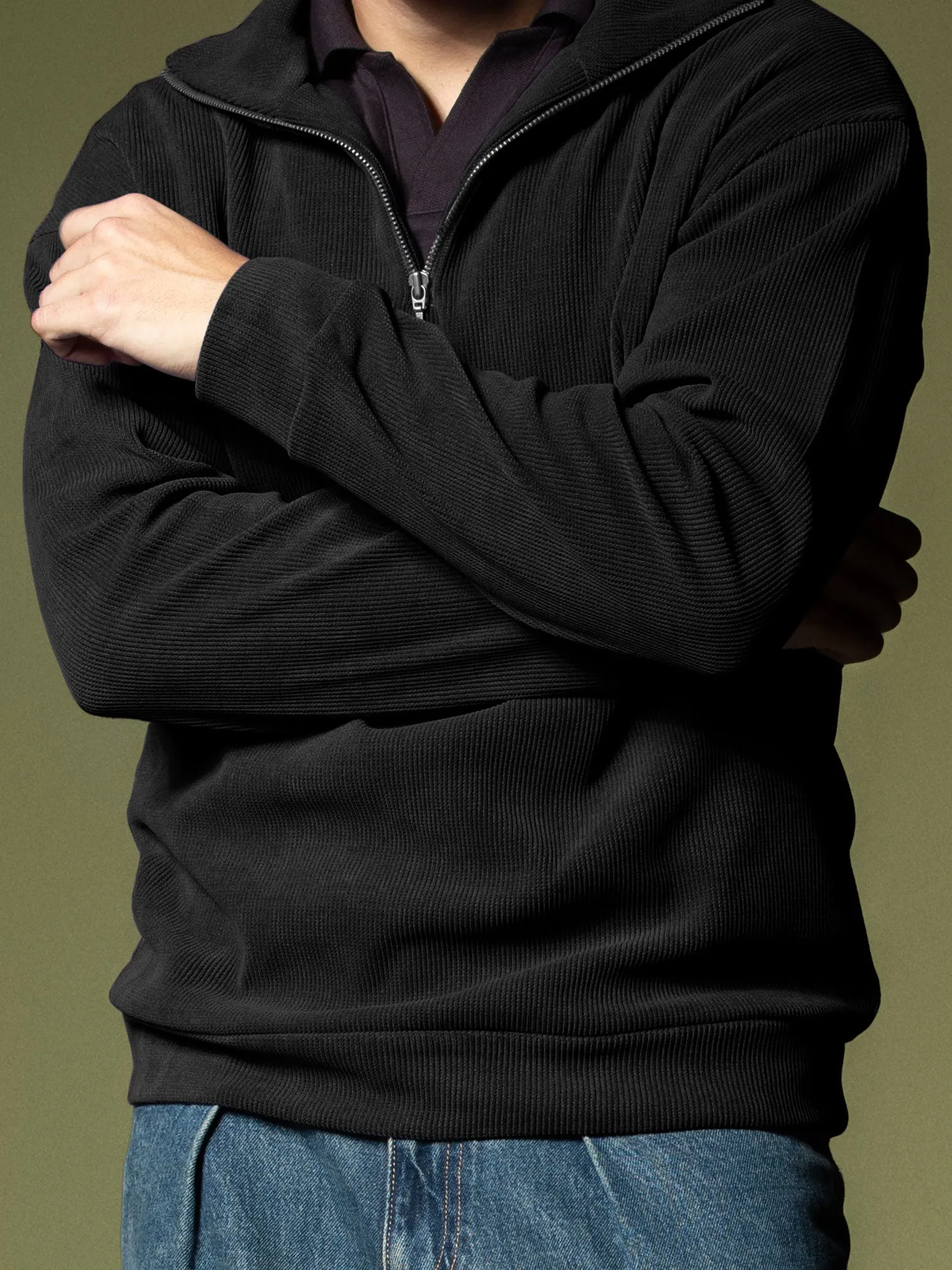 Ribbed quarter-zip sweatshirt