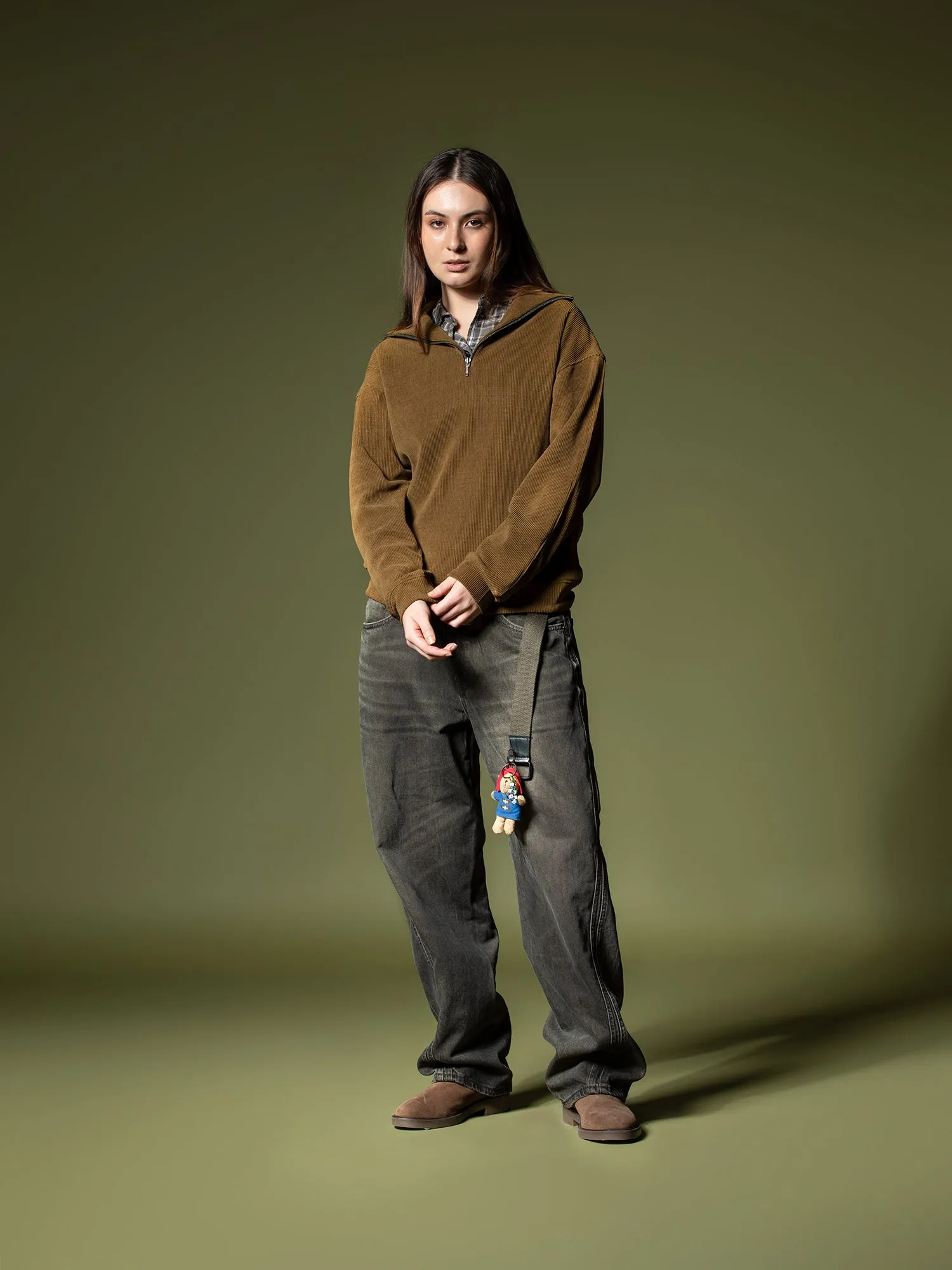 Ribbed quarter-zip sweatshirt