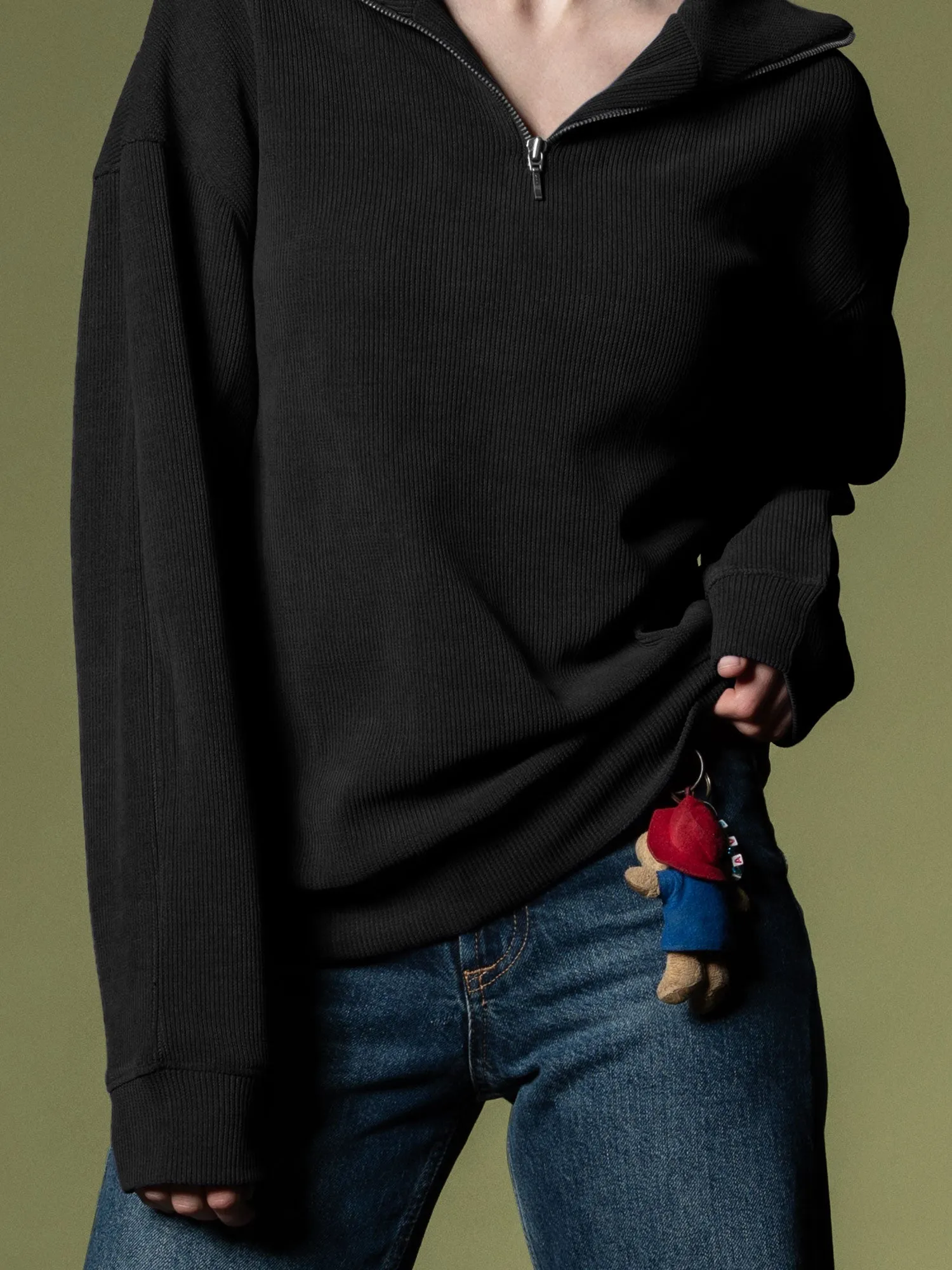 Ribbed quarter-zip sweatshirt