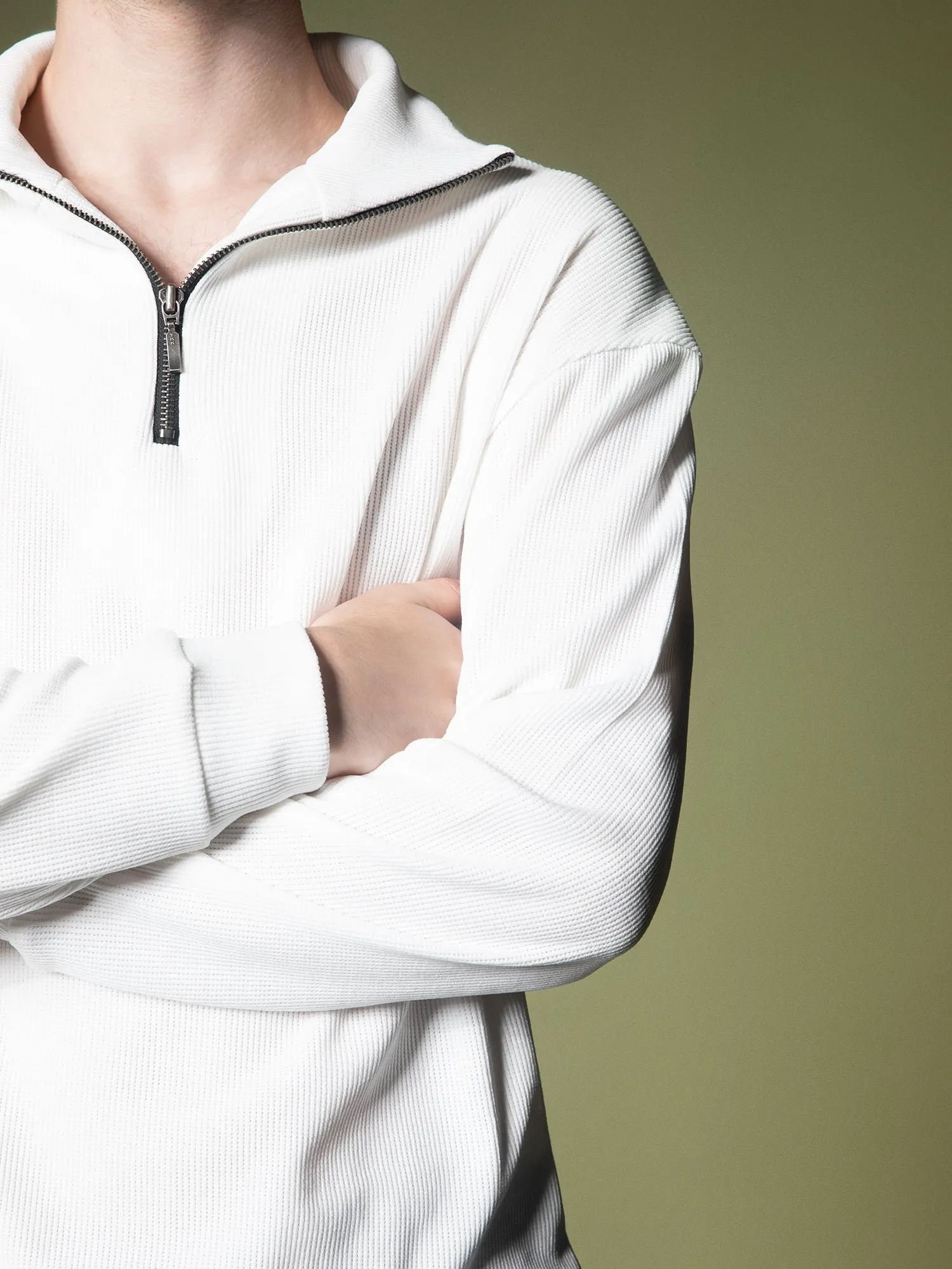 Ribbed quarter-zip sweatshirt