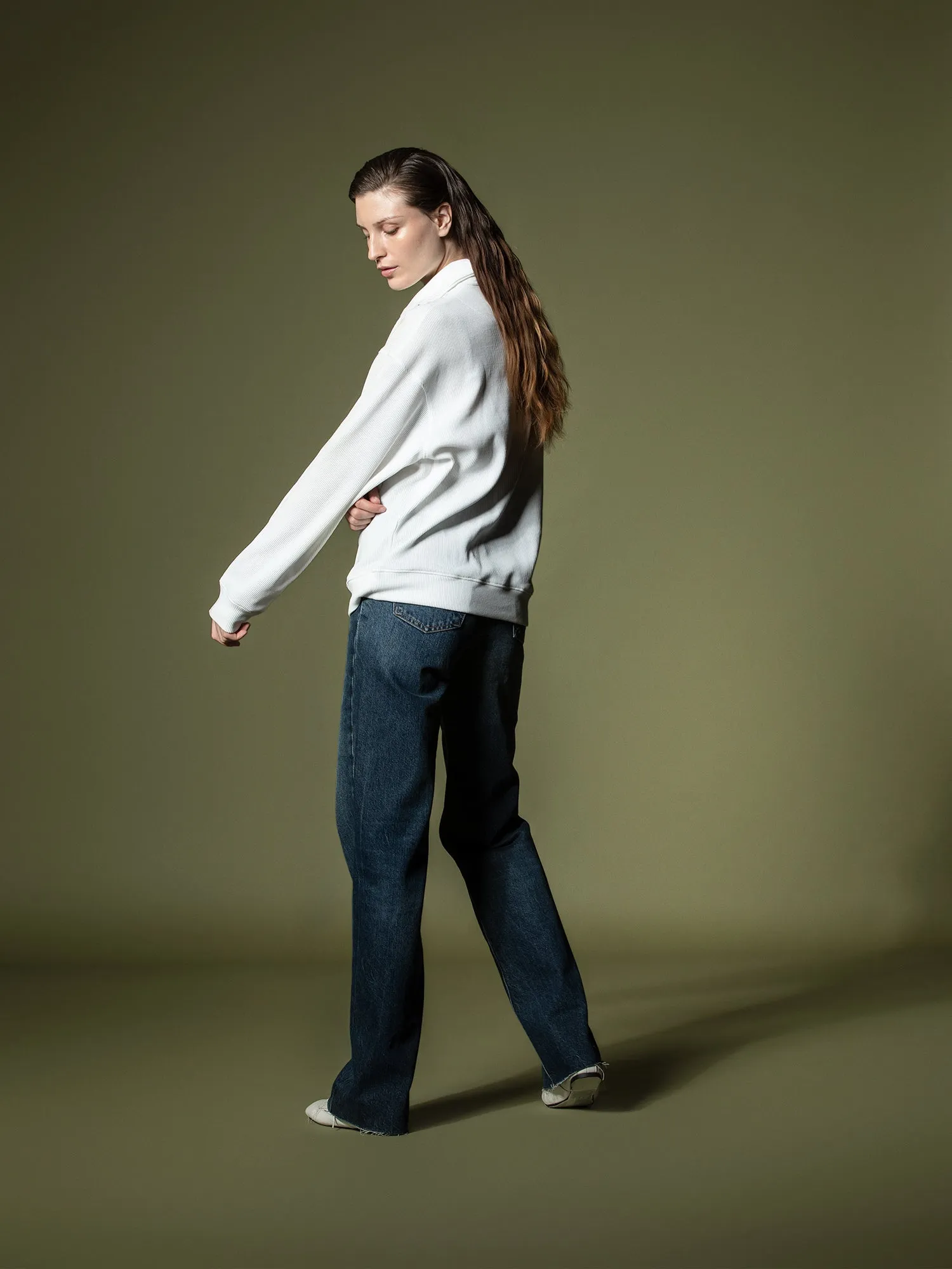 Ribbed quarter-zip sweatshirt